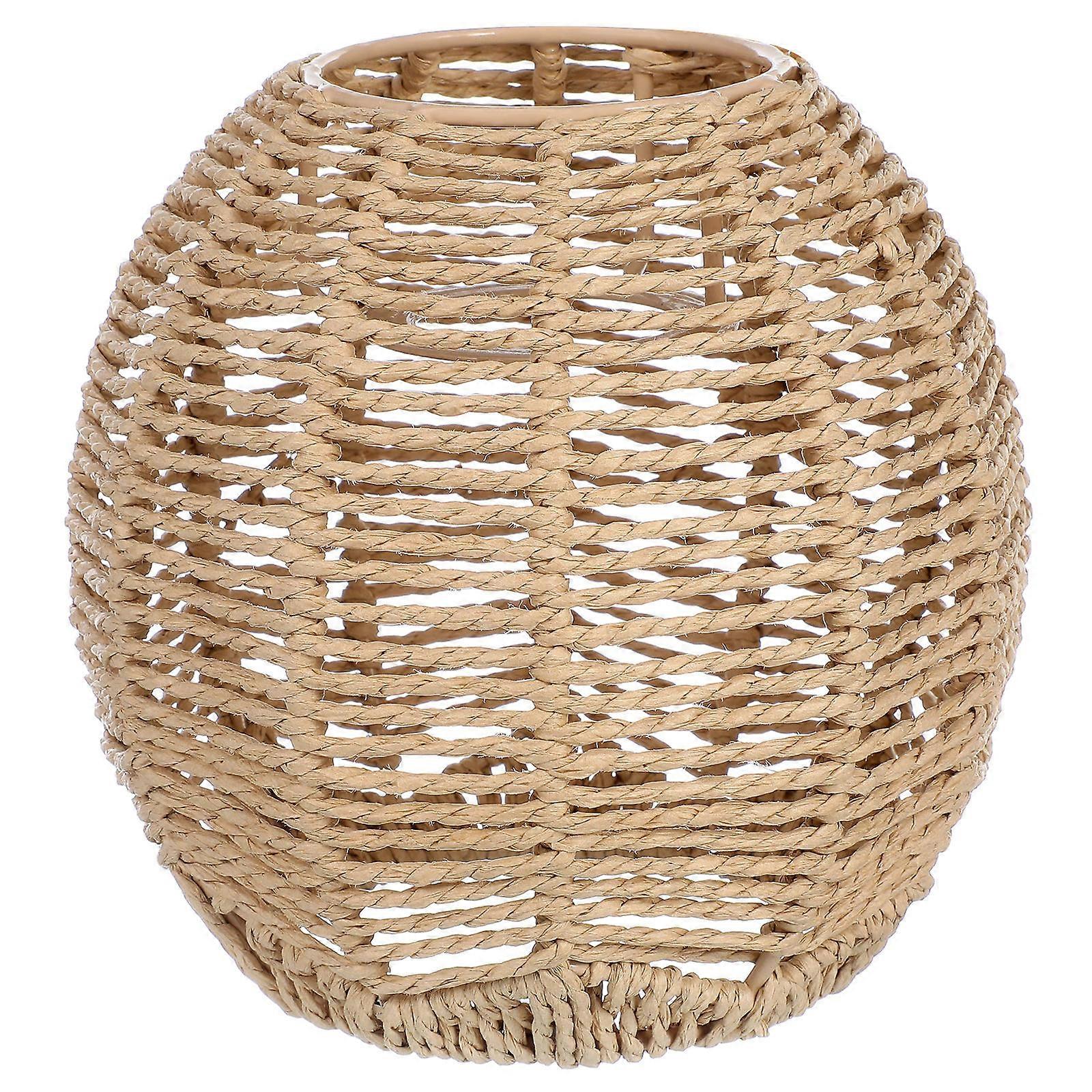 Handmade Woven Rattan Lamp Cover Set Retro Chandelier Shade 2pcs