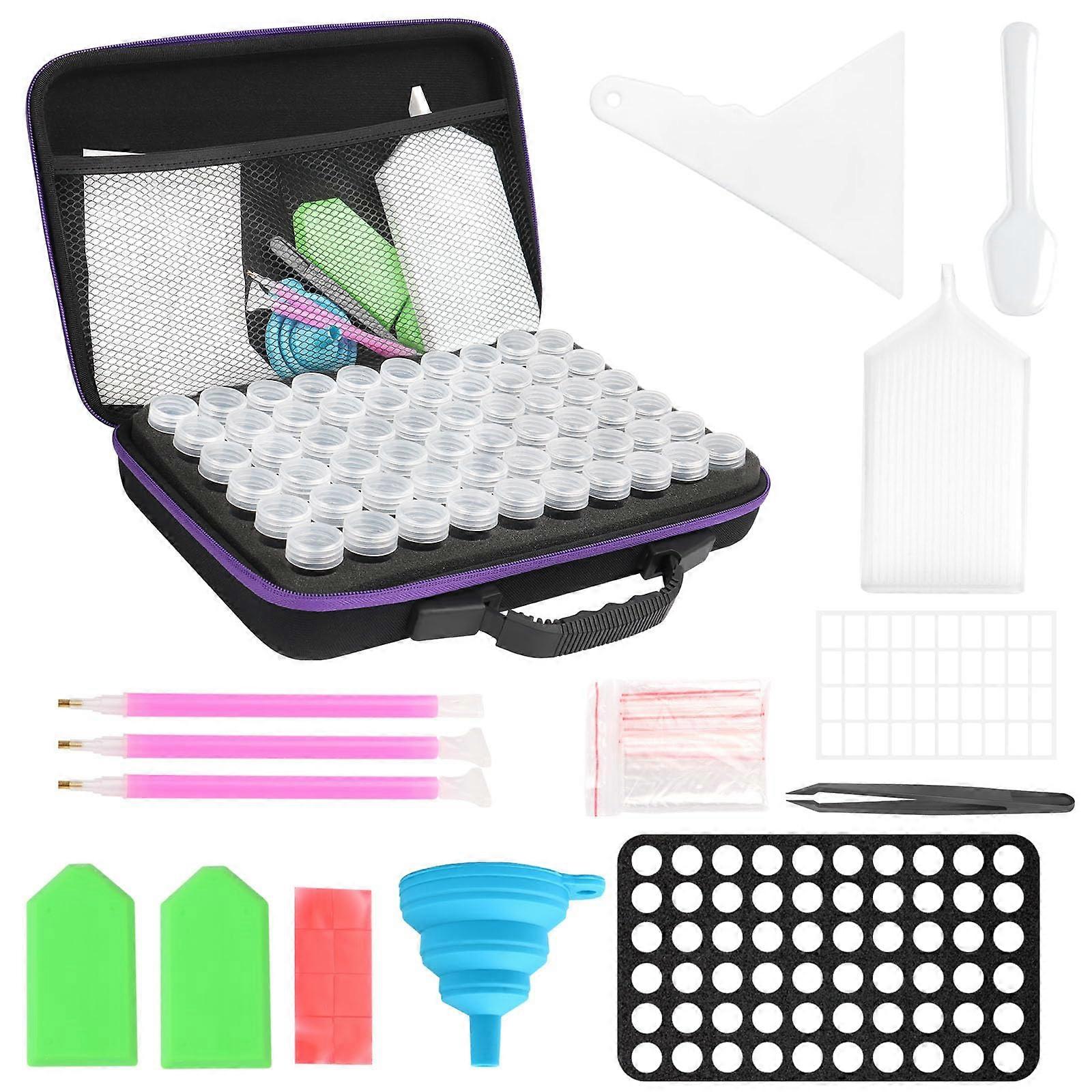 Diamond Painting Accessory Box, 60 Compartments with Tool Set for DIY Crafts