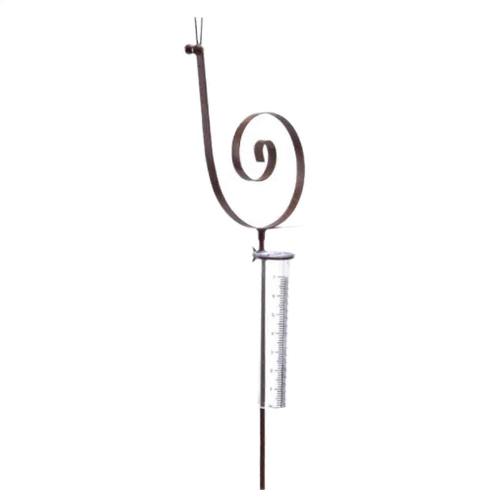 Rain gauge with post, snail rain gauge, precipitation monitoring, metal statue