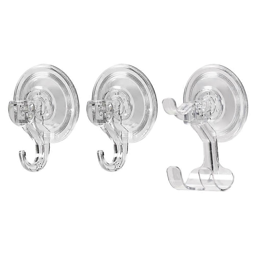 Towel Hooks Wall Hanging Hooks Sucker Hooks Bathroom Hanger Users Transparent PET 10.5x9.5cm 3Pcs