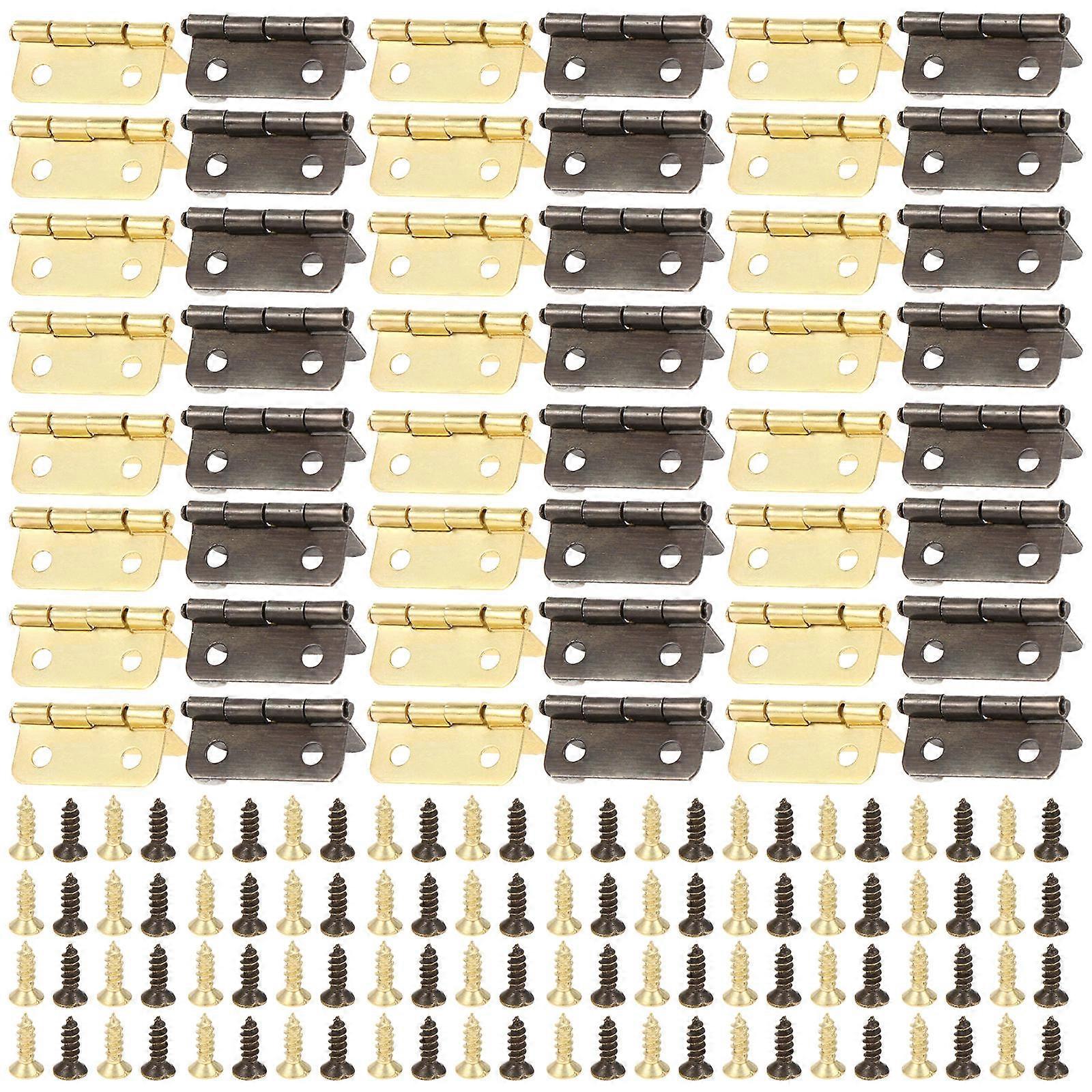 Antique Style Cupboard Hinges Set Vintage Bronze Finish, Durable Iron, Includes Screws for Wood Boxes, Jewelry Cases & Home Furniture