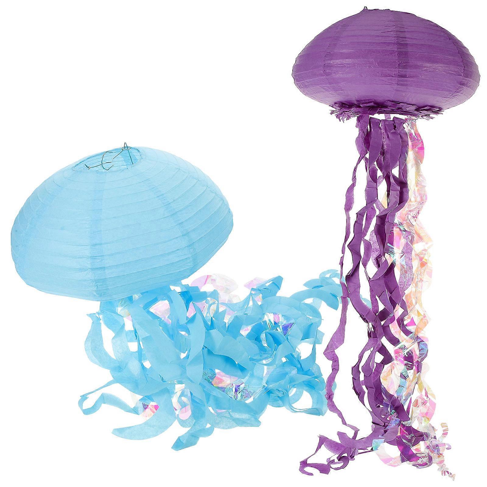 Hanging Jellyfish Paper Lanterns Ocean Theme Party Decorations Creative Festival Birthday Decor with and Purple Colors
