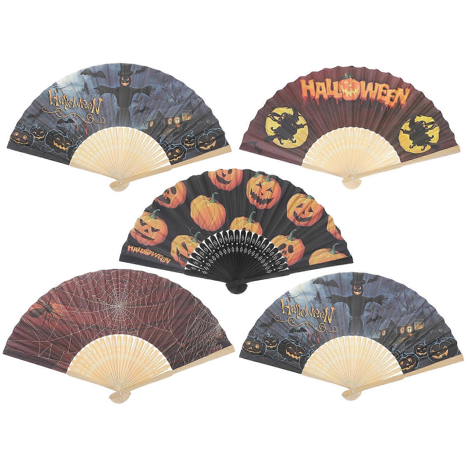 Paper Hand Fan Use Mixed Style Assorted Color 38 x 21 x 0.5 cm 5Set