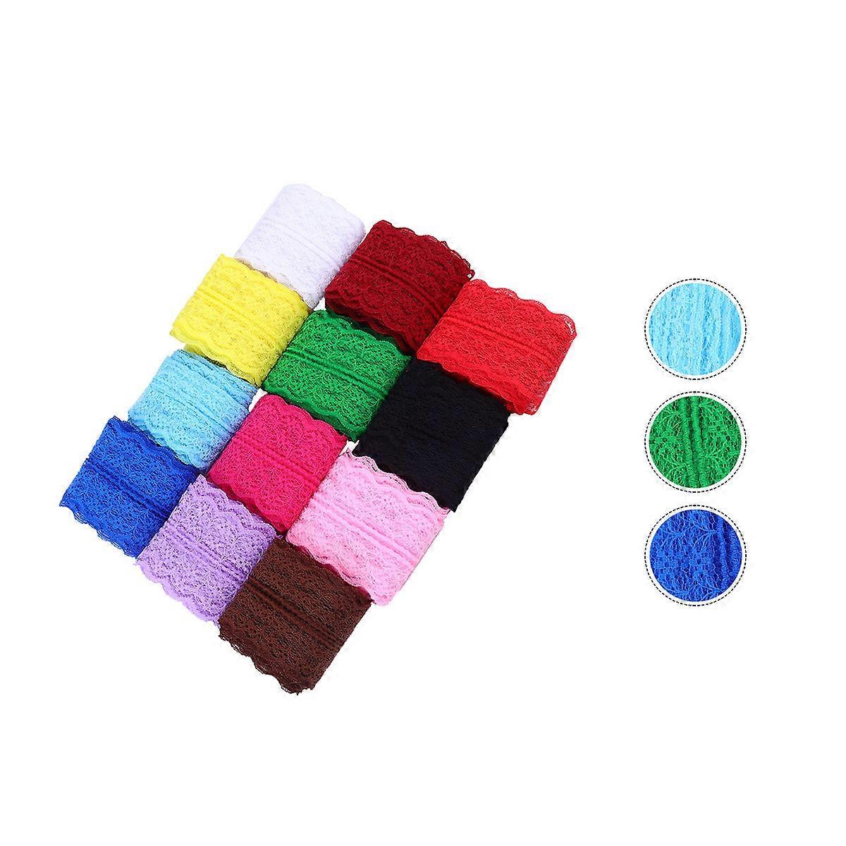12pcs Multi Color Cloth Ribbons with Lace Edge Durable Fabric for DIY Crafts, Hair Accessories, and Creative Projects