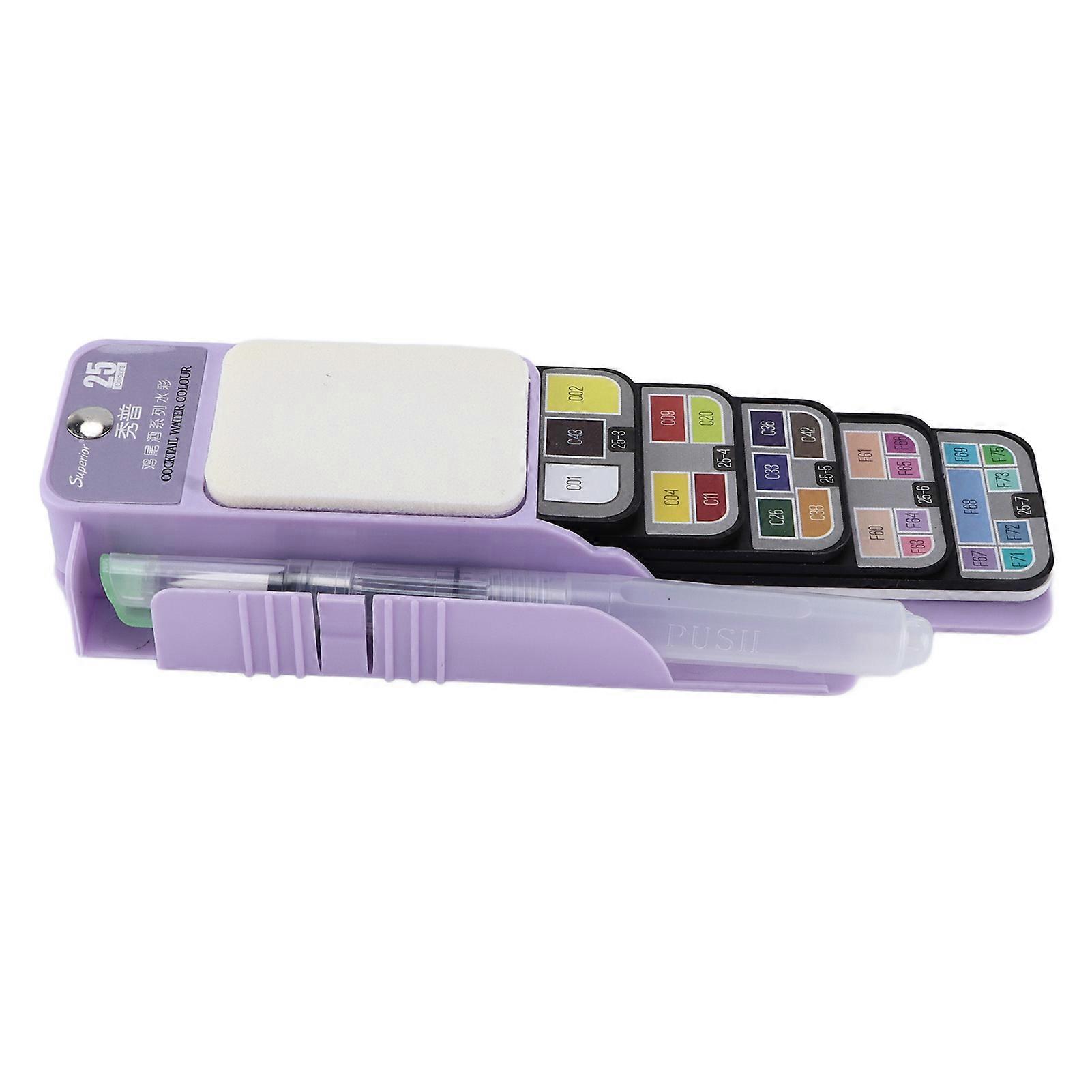 25 Colors Portable Foldable Fan-Shaped Watercolor Paint Set with Water Brush for Graffiti
