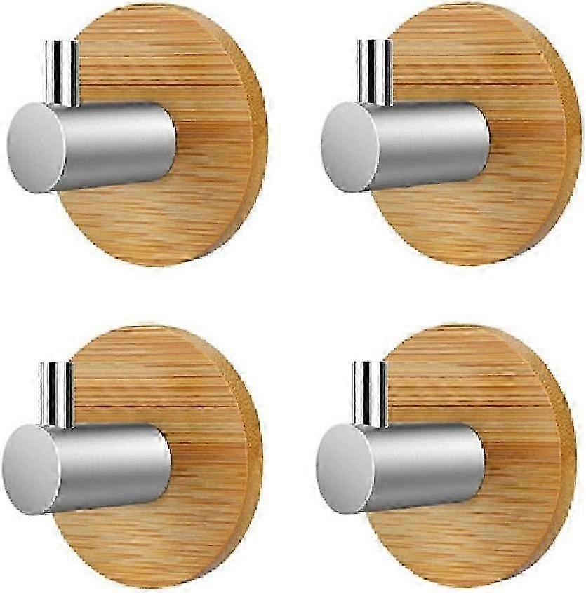 4 قطع السنانير الخشبية ذاتية اللصق لمنشفة الحمام رداء ، خطافات معطف لاصق خشبي خطافات الباب الثقيلة ، السنانير اللاصقة -