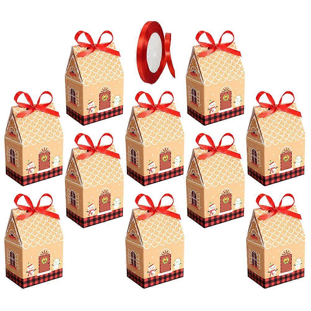 Decorative Packing Boxes Homemade Christmas Themed present Packaging Boxes House Shape Retro Style 7.00X6.00X6.00CM 1Set