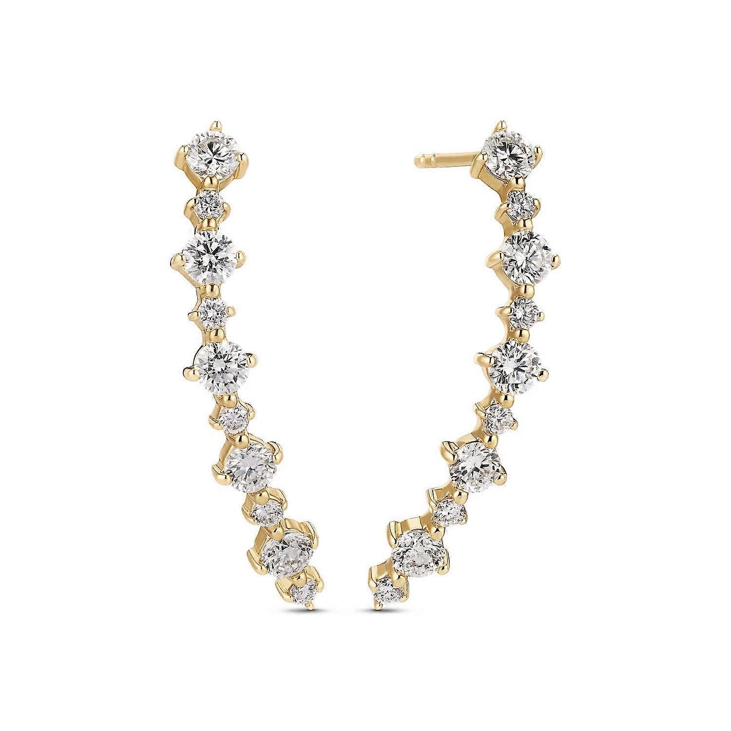 14k Yellow Gold Brina Lungo Piccolo Diamond Earrings SJ-E2540-WD-YG