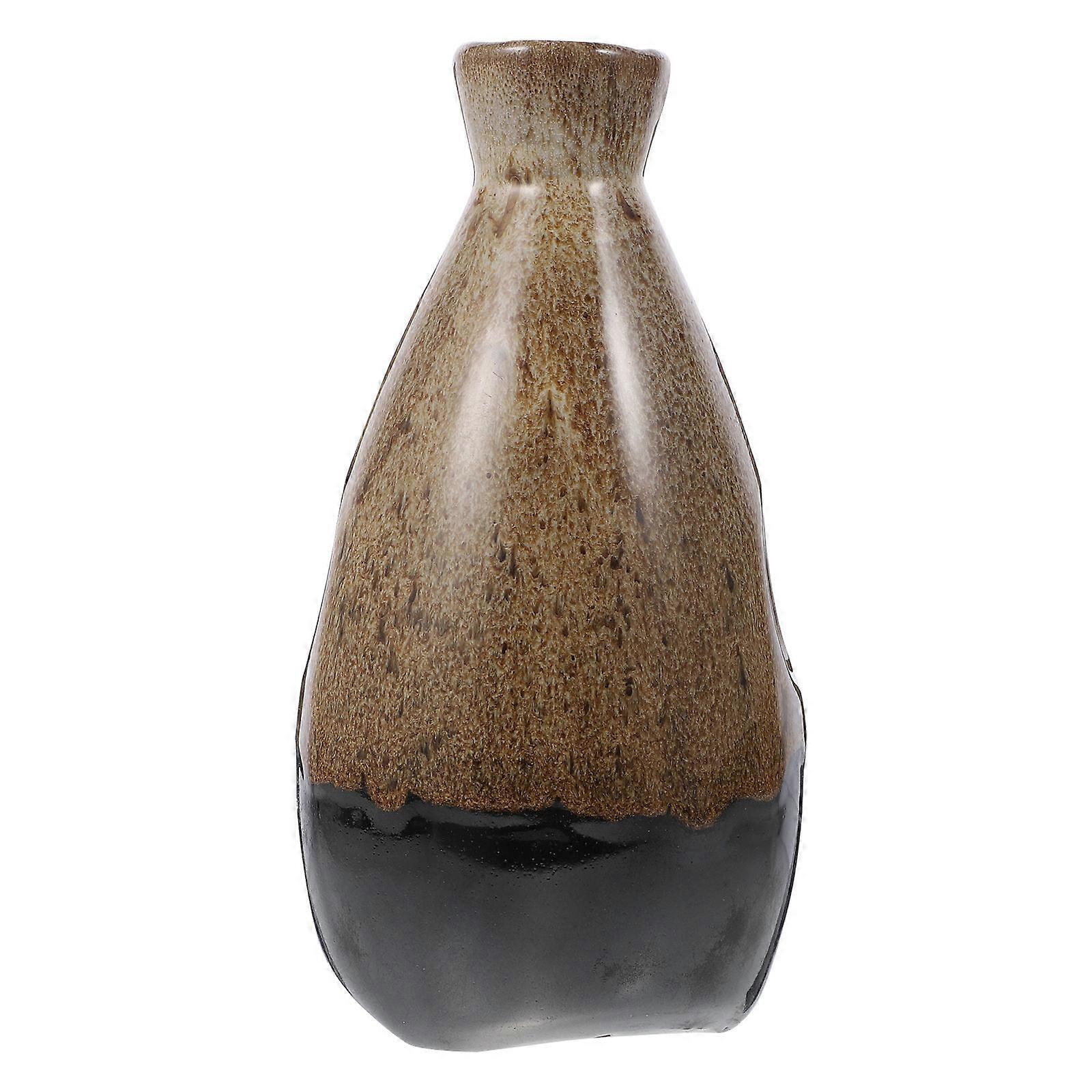 Modern Flower Vase Container Ceramic Simple Decor Khaki 17.5x9cm Desktop Display 1Set