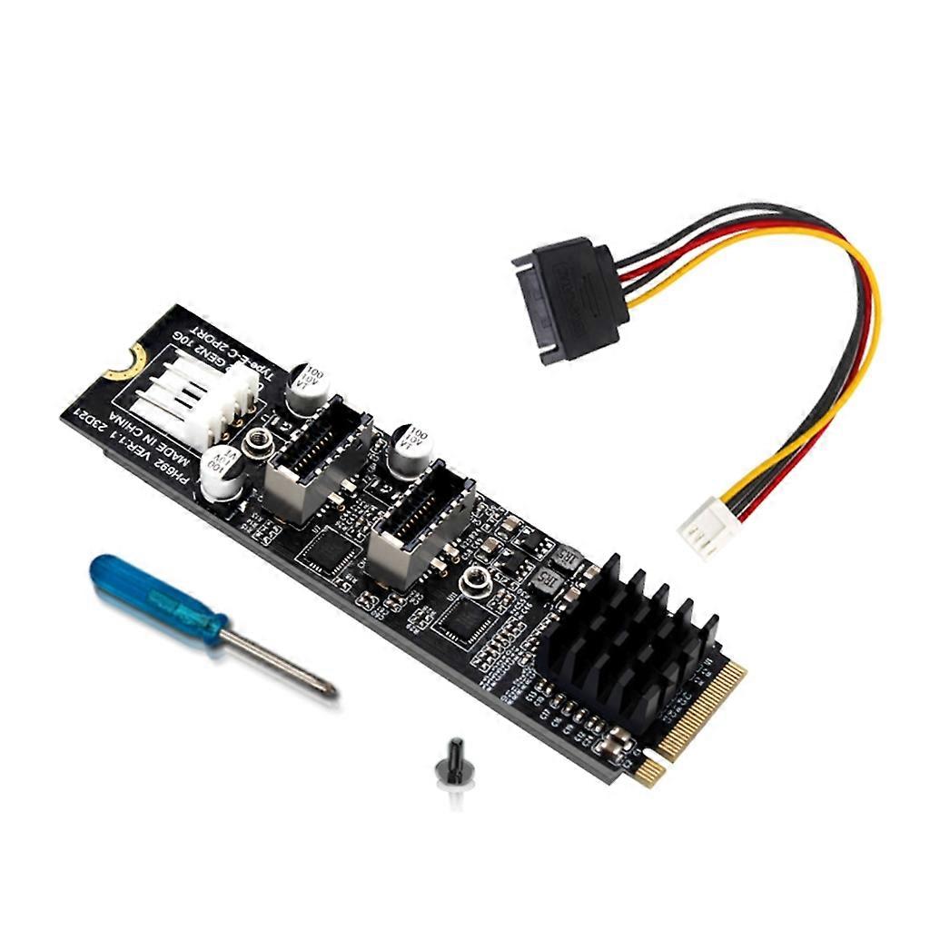 Dual Type-E&C USB3 Front Panel Socket to NVME M-Key Express- Expansion Card ASM3142 Adapter Motherboard- Adapter