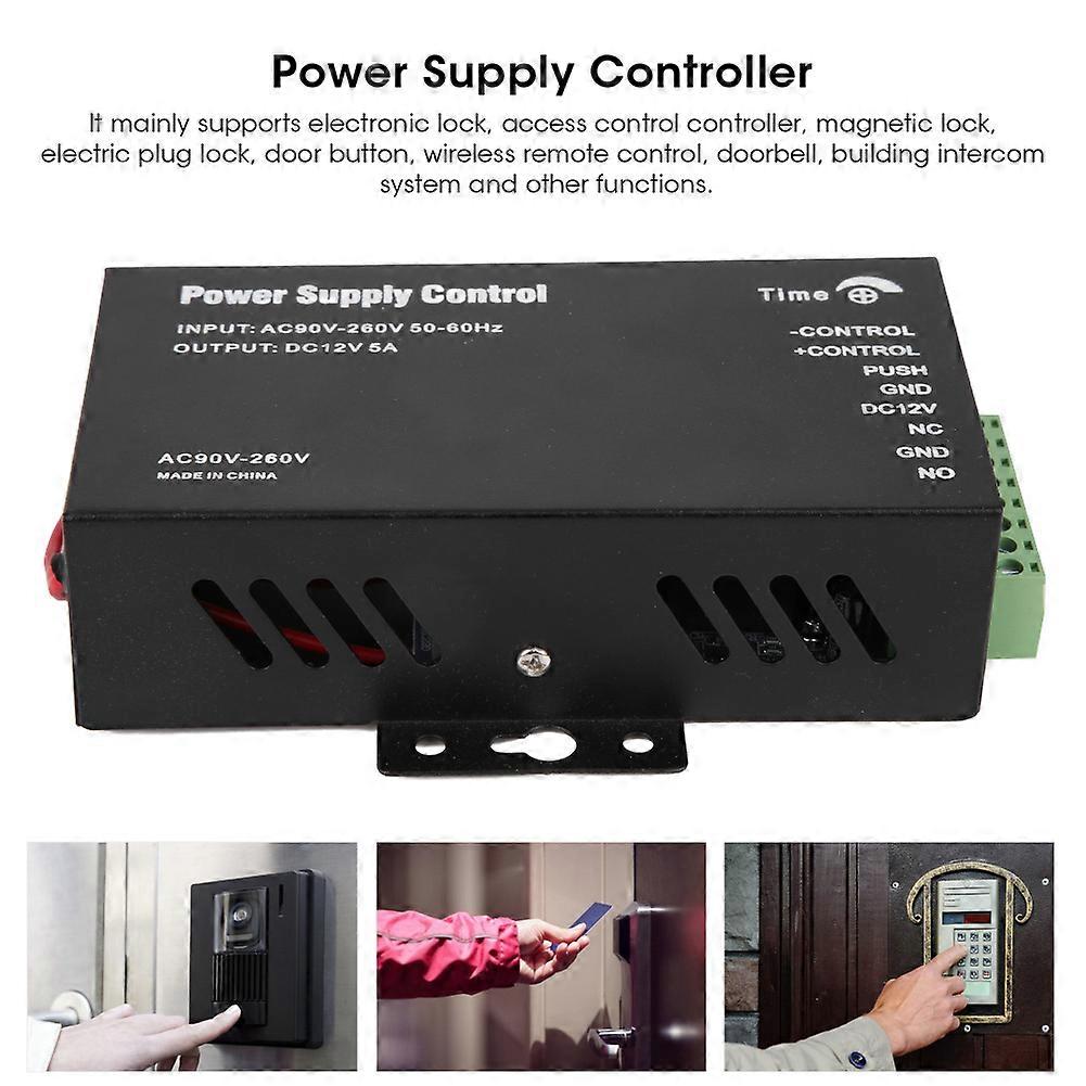 Backup battery port for power supply control for door access office security system AC90‑260V to DC12V 5A