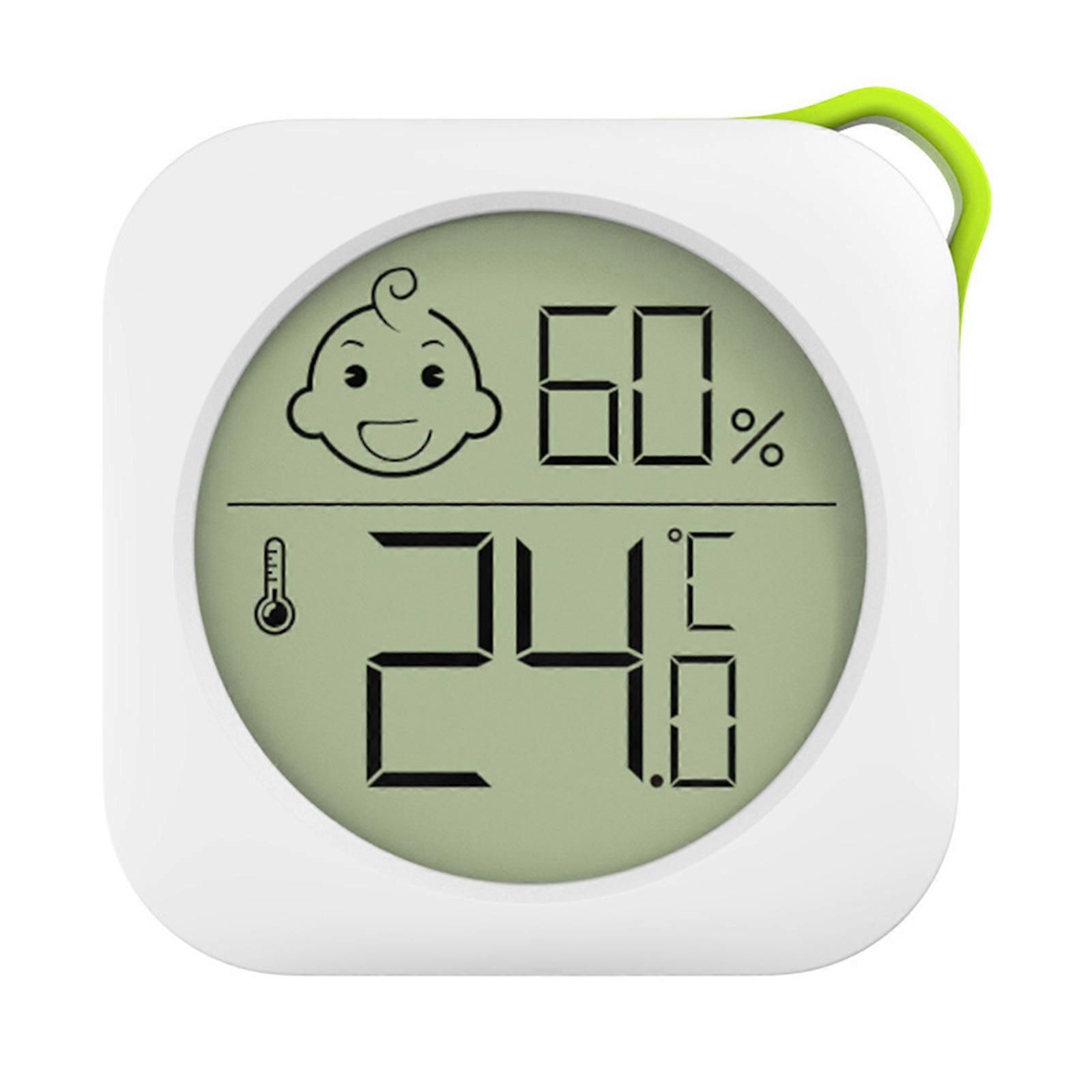מדחומים דיגיטליים מיניאטוריים מדויקים לחדר עם צגי LCD מיניאטוריים, היגרומטר, עדכונים מהירים ואפשרות מיקום גמישה, לבן
