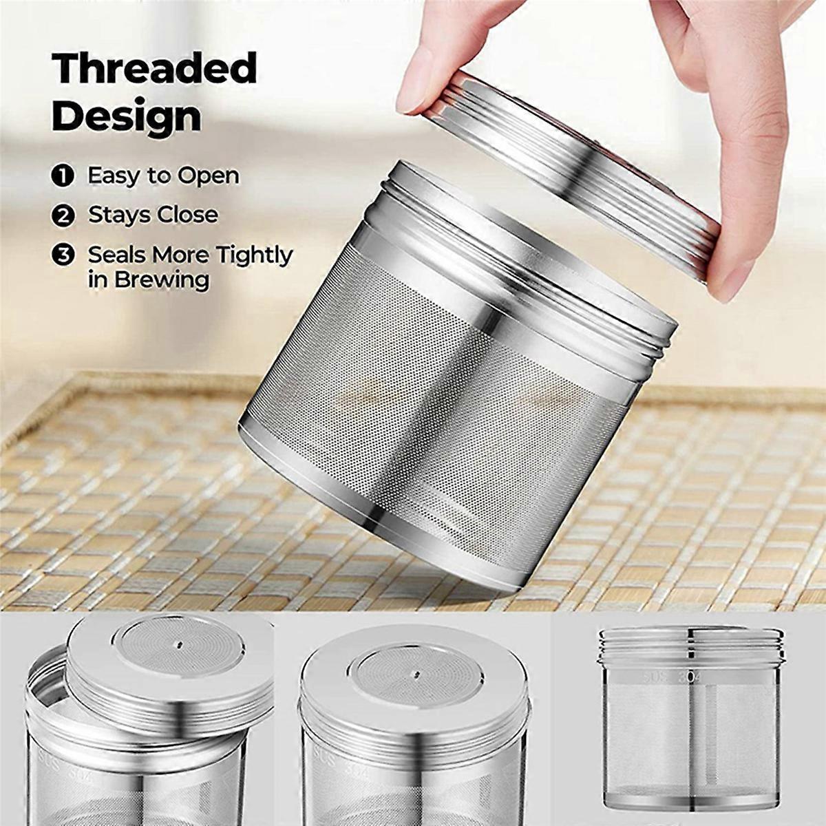 6 Pcs Large Tea Ball Infuser for Loose Leaf Tea & Spice Infuser for Cooking, Threaded Lid, Extra Fin