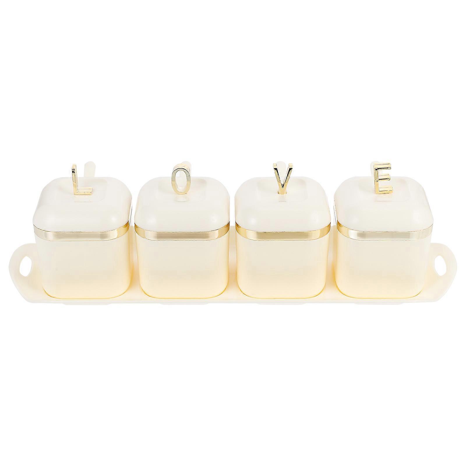 Beige Plastic Seasoning Jar Kit for Home Use Keeps Condiments Fresh and Organized 1 Set