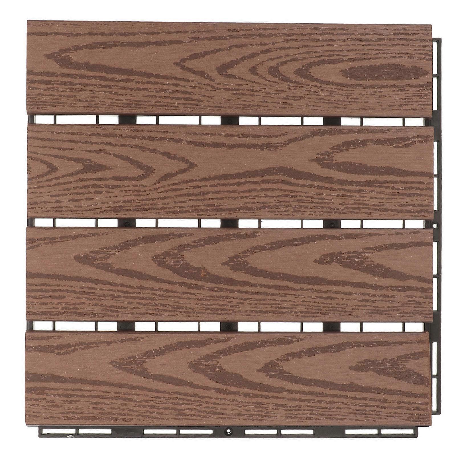 Plastic Interlocking Patio Tiles Outdoor Deck Flooring Easy Installation for Garden, Balcony and Pathways – Rustic Design