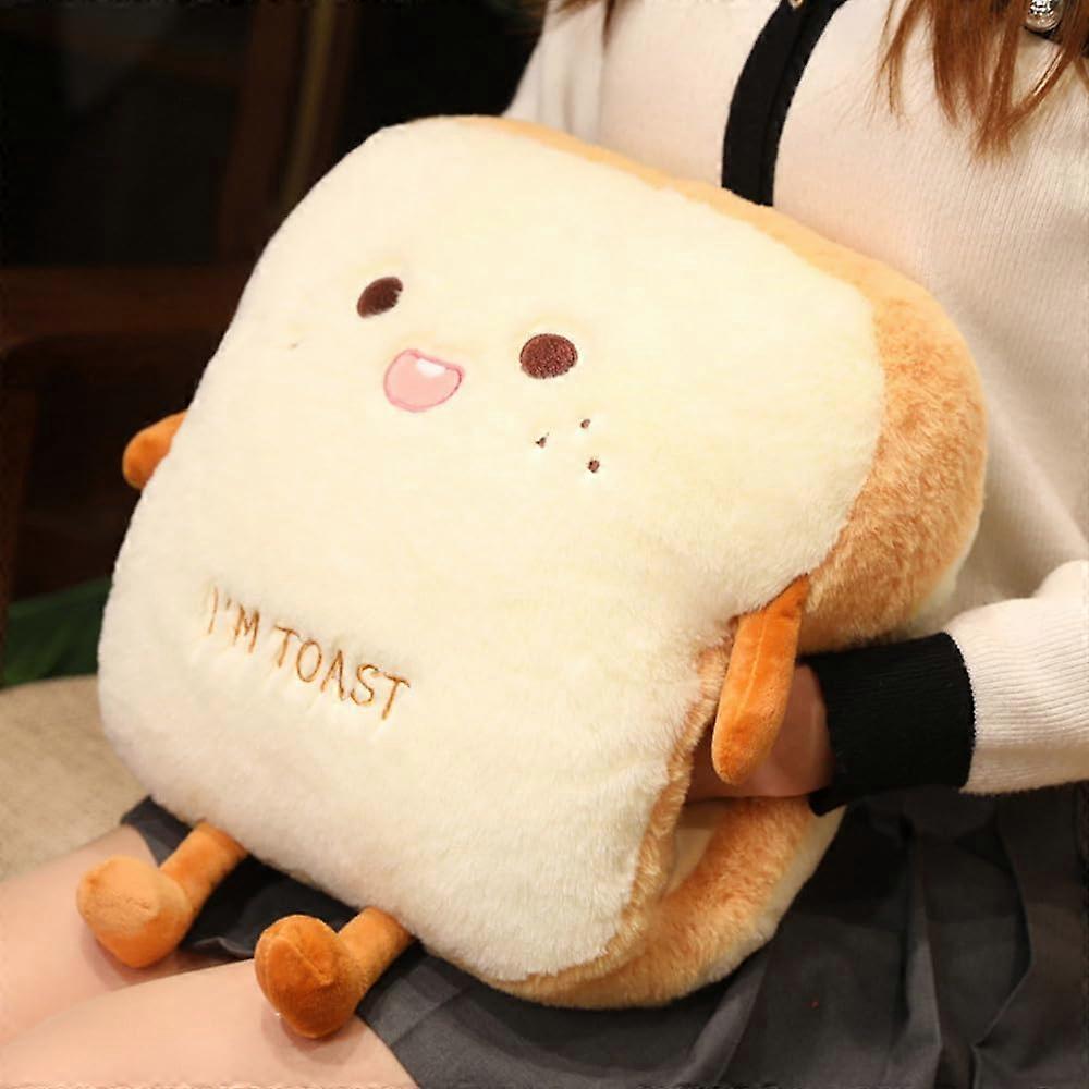 35 x 45 cm Cut Bread Plush Cushion, Funny Toast Bread Filled Cushion, Adorable Plush Toast Bread Hand Warmer Gift Choice for Children Adults
