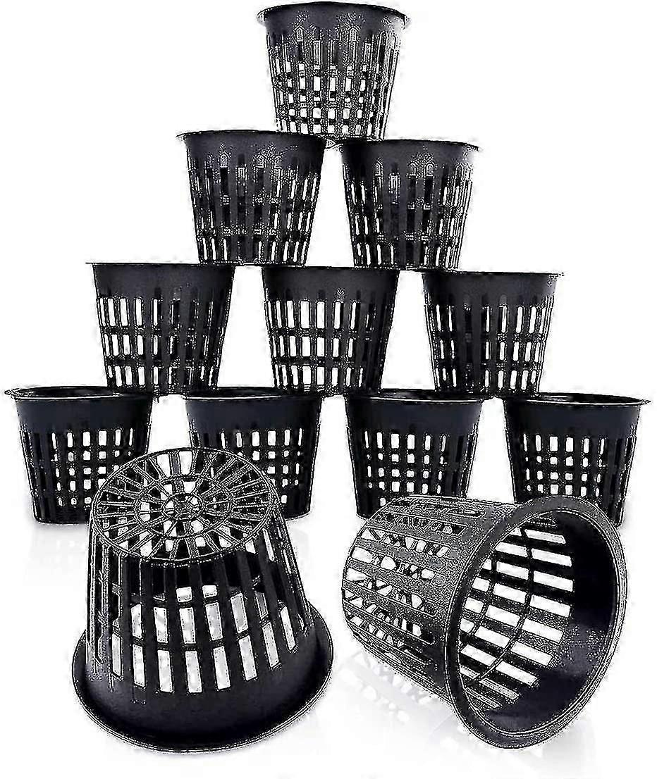 プラスチック水耕栽培バスケットポット再利用可能な水耕栽培植栽水生植物バスケットエアロポニックス、フラワープランティング、ガーデニング用(12個、ブラック)