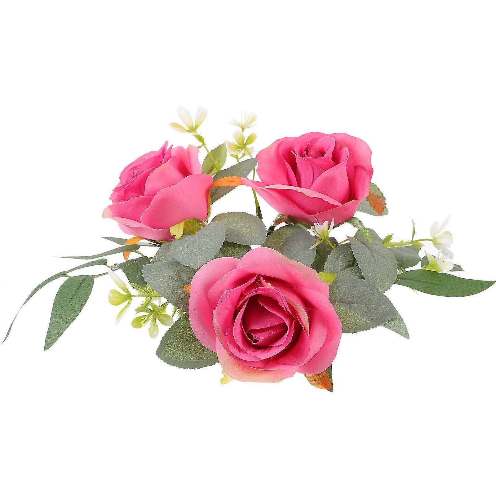 Candle Wreath Artificial Flower Candle Wreath Elegant Tabletop Decoration 27.00X27.00X5.00CM 1Pcs