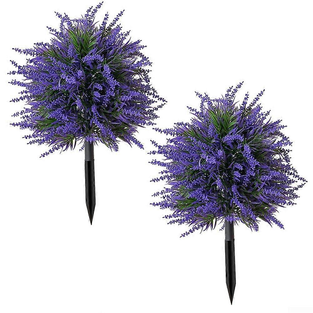 Artificial boxwood topiary in lavender, 2piece set with ground spikes, UVresistant, for outdoor and indoor use