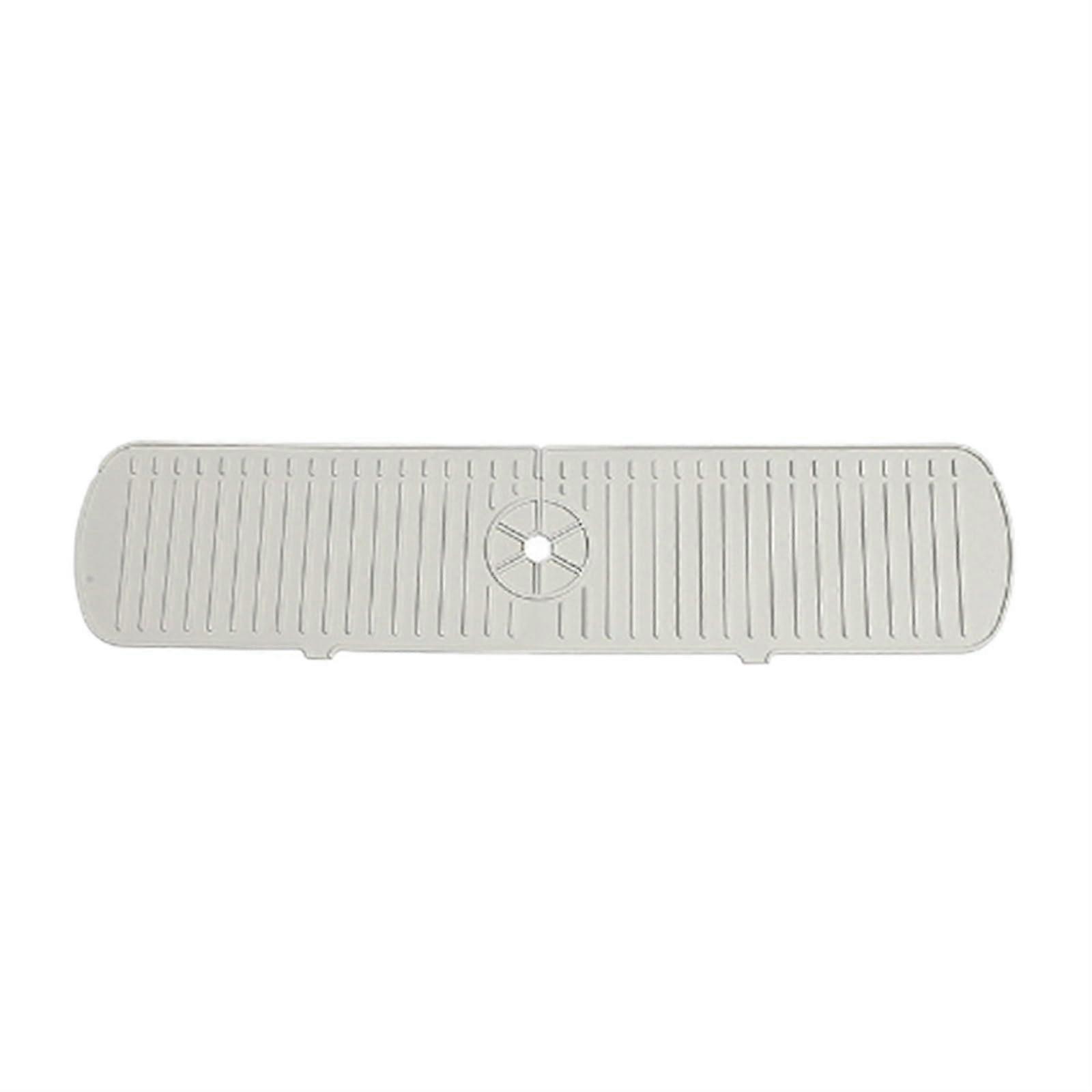 Beige Sink Mats 35 x 14.5 cm with Water Wave Design, Non-Slip Splash Guard for Kitchen and Bathroom, Durable and Simple