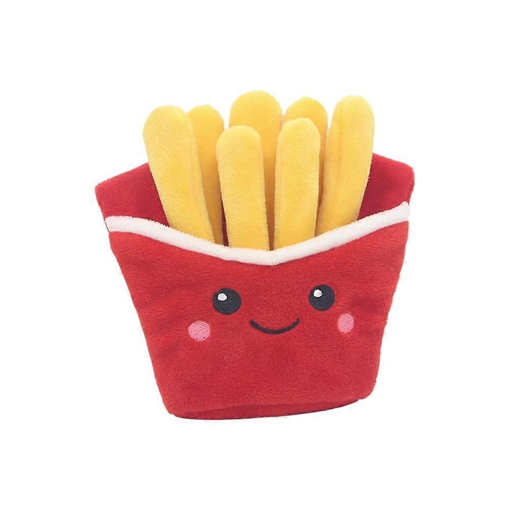 Dog Squeezing Toys Stuffed Puppy Chew Toys Soft Food Shape Pet Toy Plush French Fries Hamburger Milkshake Toys