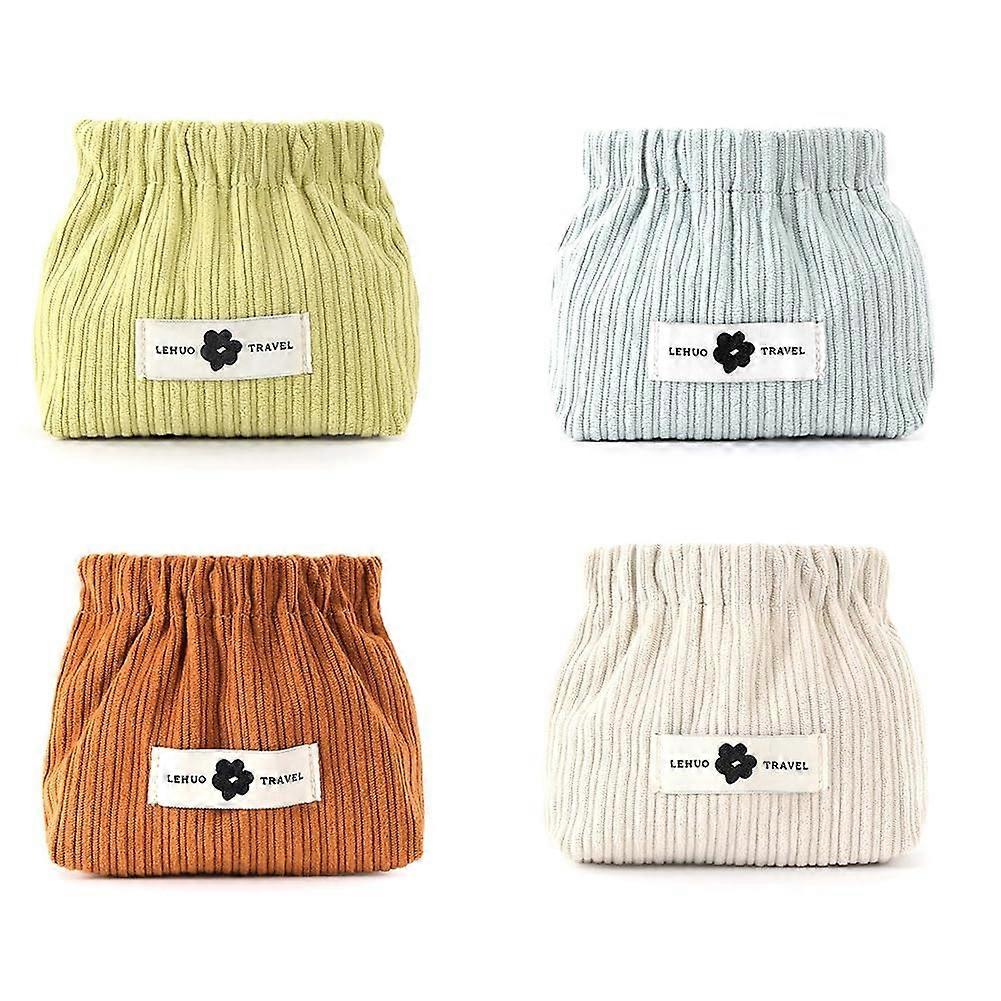 Portable Elastic Cord Storage Bag Corduroy Lipstick Bag Elastic Hair Scrunchie Organiser