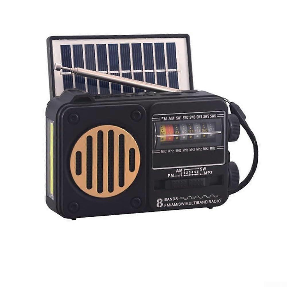 Portable Solar Radio with Bluetooth Speaker, LED Flashlight, MP3 Player, FM/AM/SW Receiver, USB and TF Card Support