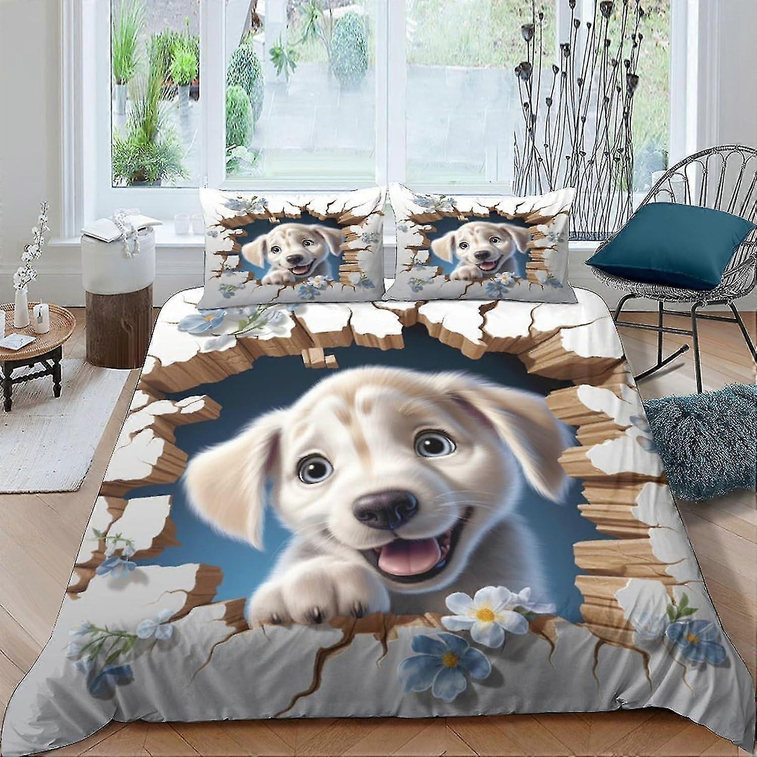 3D Digital Print Bedding Set for Pets with Pillowcase and Duvet Cover, Soft Microfiber 3 Piece Anime Style