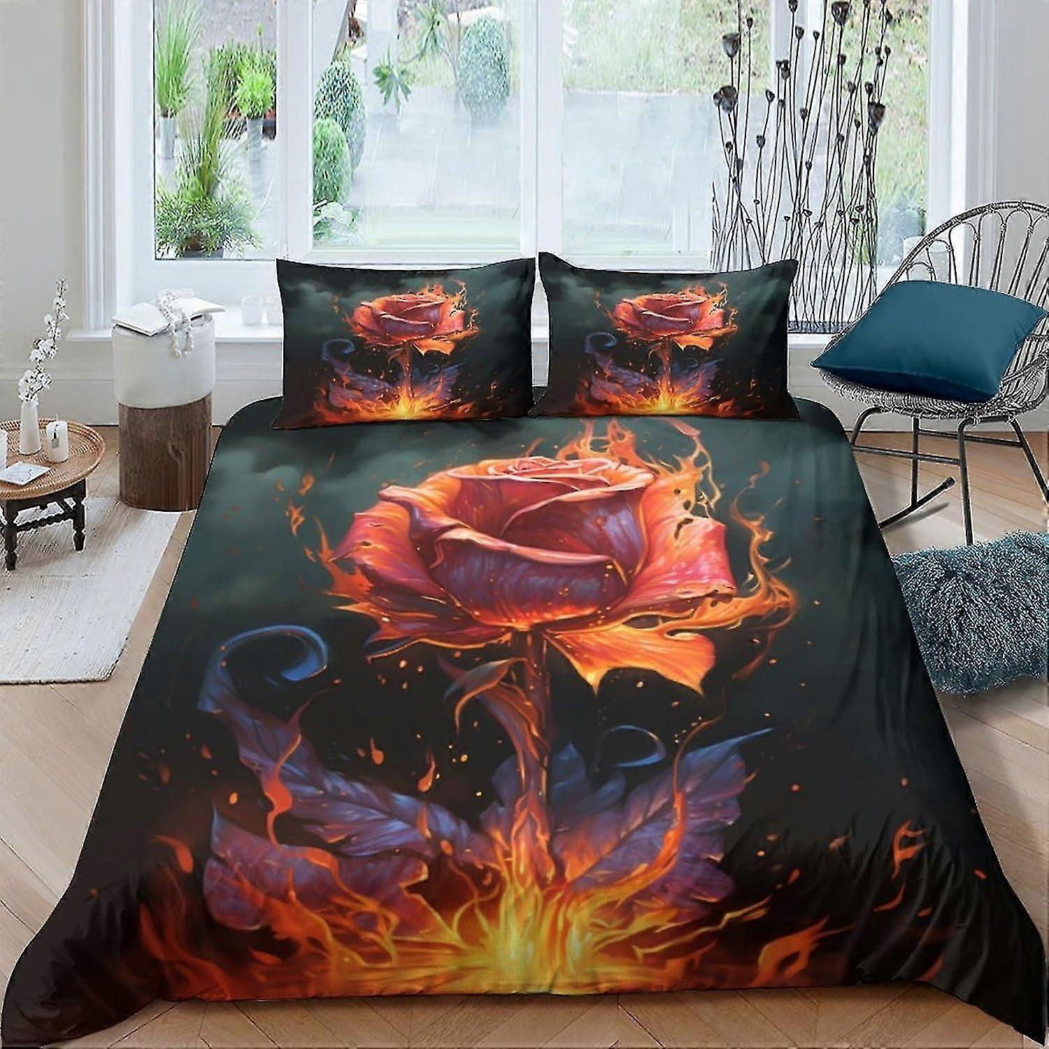 Capa de edredão gótica rosa conjunto de 3 peças de um lado macio de qualidade de hotel capa de colcha de microfibra com fecho de zíper conjunto de cama duplo