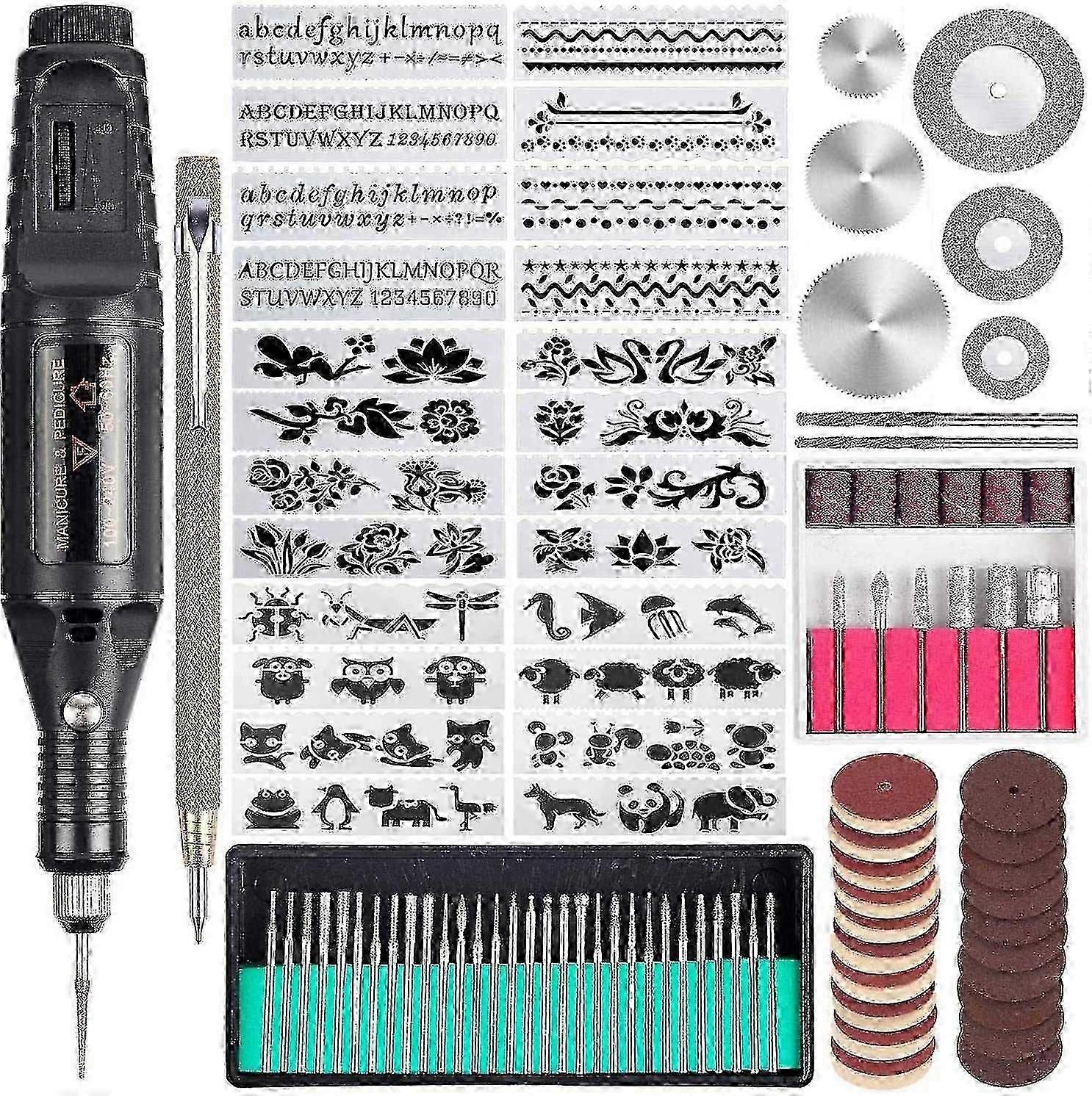 108 Pcs Electric Engraving Tool Kit, Multi-functional Corded Mini Engraver Pen DIY Rotary Tool Set (EU Plug)
