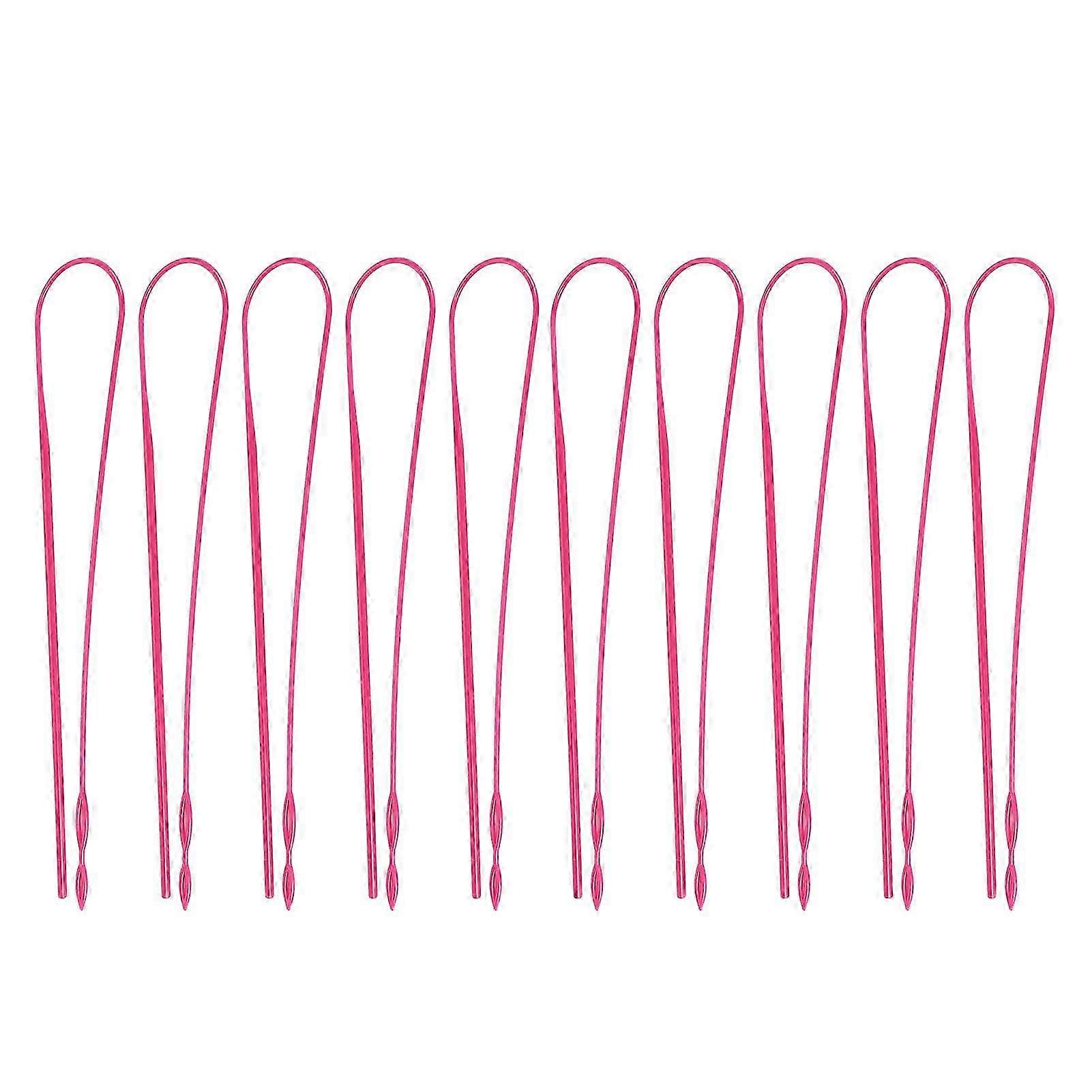 10pcs Plastic Flexible Drawstring Threaders DIY Easy Replacement Tool for Drawstring Strings Rose Red
