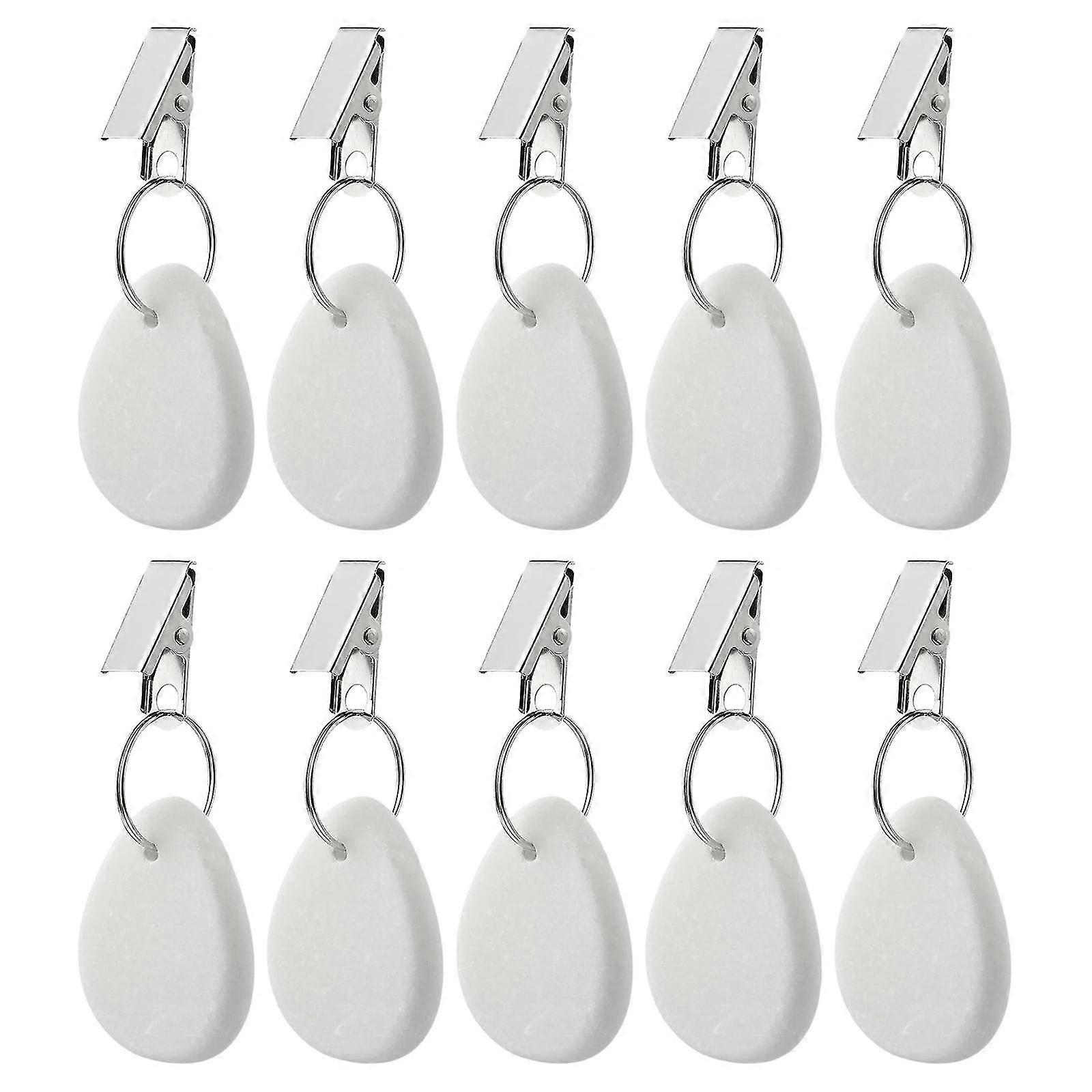 10 Pieces Marble Table Weights with Metal Clip for Curtains, Outdoor Events, and Decorative Flags 3.5cm x 4.5cm
