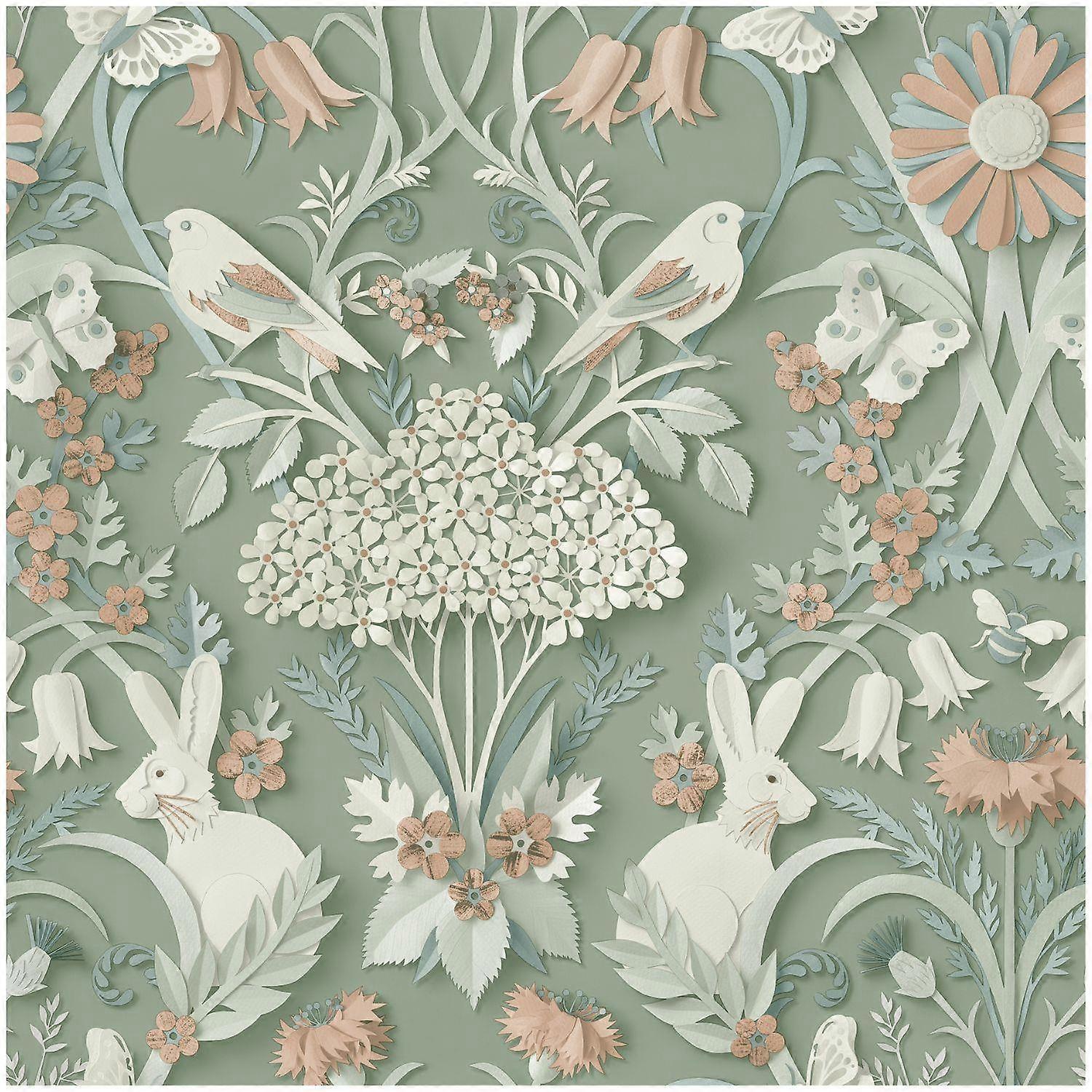 Fine Decor Woodland Mint Green Wallpaper