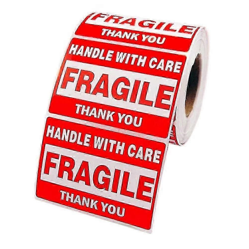 1 Rouleau / 500pcs Étiquette fragile Autocollants Poignée avec soin Emballage Autocollant fragile