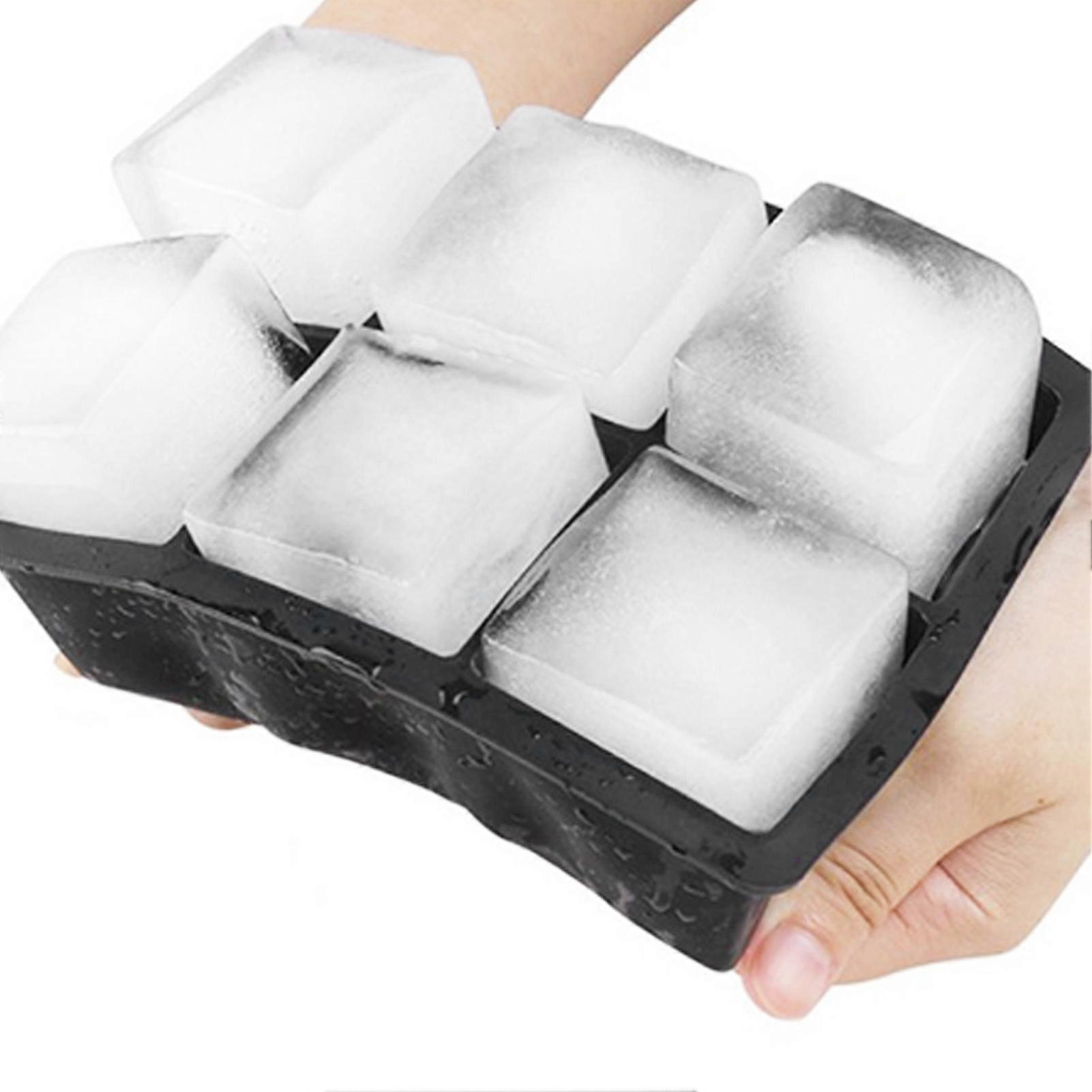 6 Grids Ice Cube Tray Easy Release Silicone Ice Cube Mold for Freezer Whiskey Cocktails 