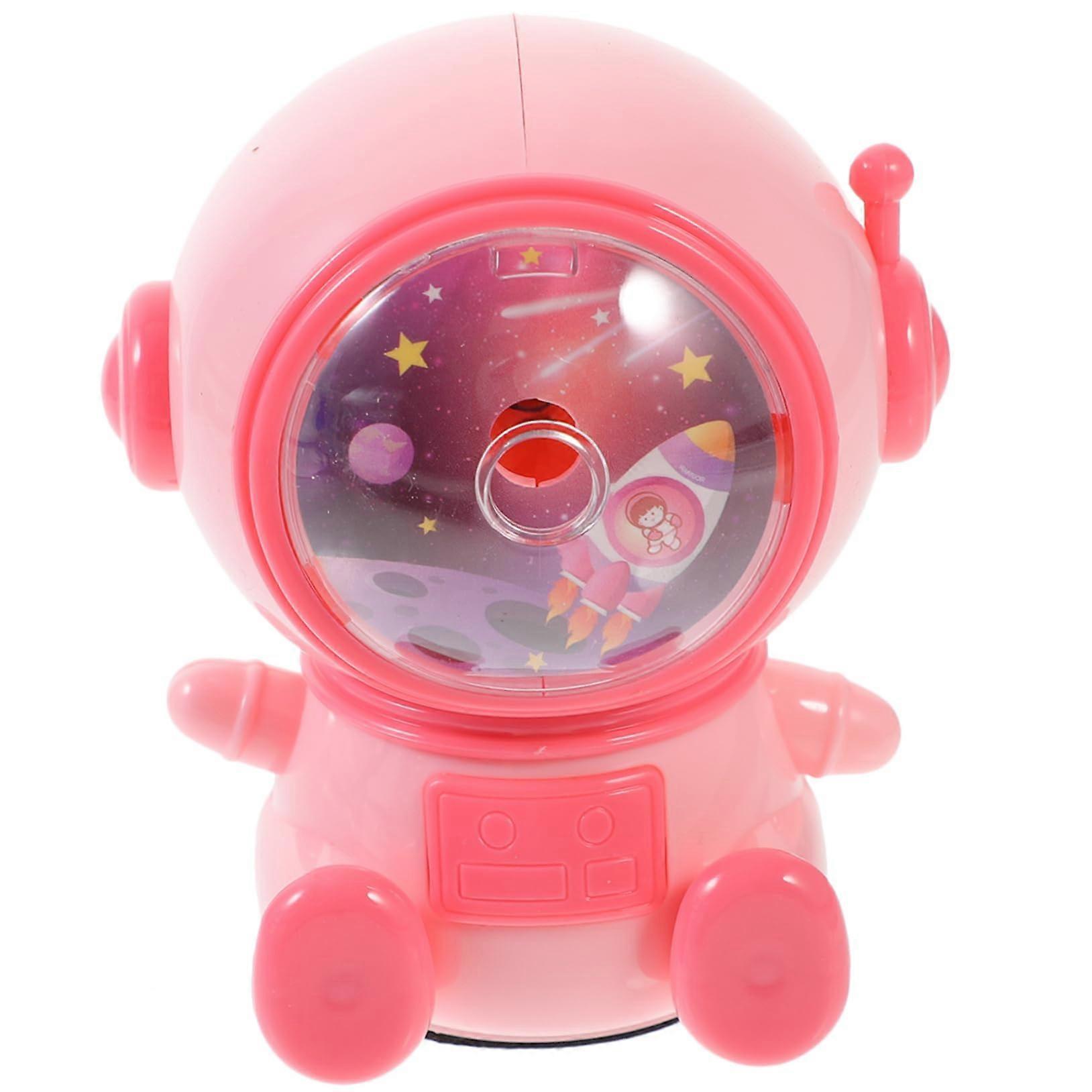 Manual Pencil Sharpener Cartoon Car Astronaut Design Pink Plastic Wireless Mini Sharpener for Kids Stationery Supplies