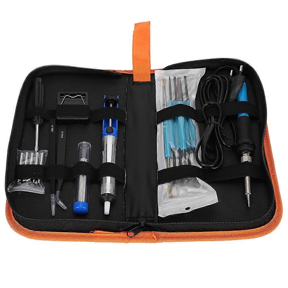 19pcs 60W Adjustable Temperature Soldering Iron Kit with Tip Stand Desoldering Pump