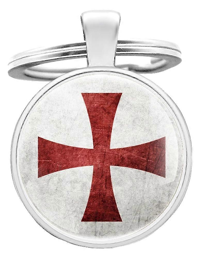 Templar Cross Keyring Glass Jewellery Silver