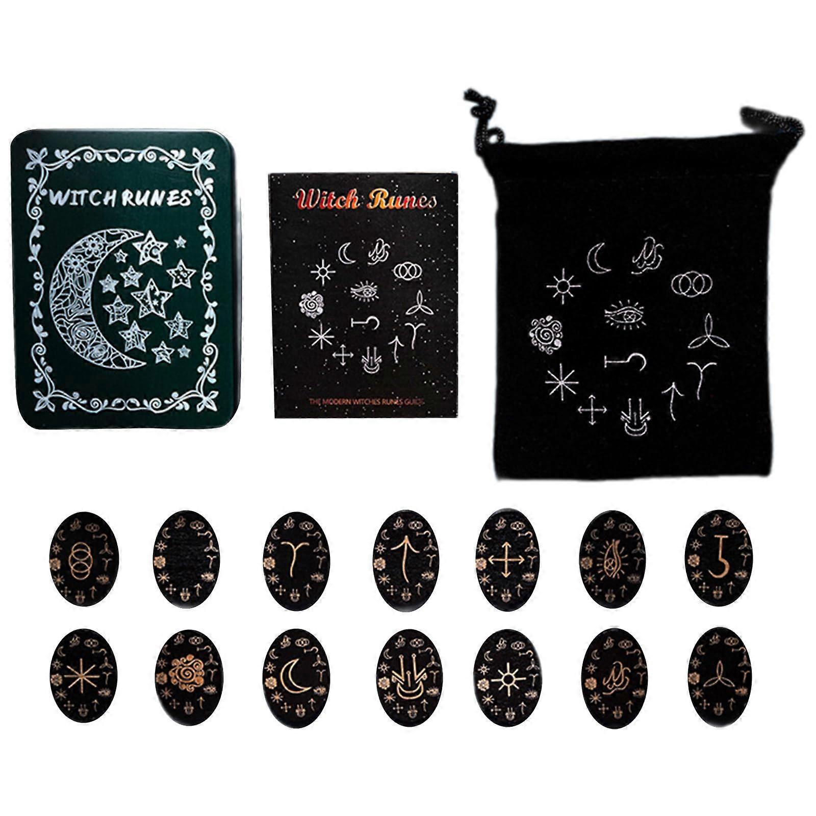 Set of Stones Made of Solid Wood with Box, Ideal for Travel, Divination, Witchcraft, Woodcut Oracle of the Nordic Countries