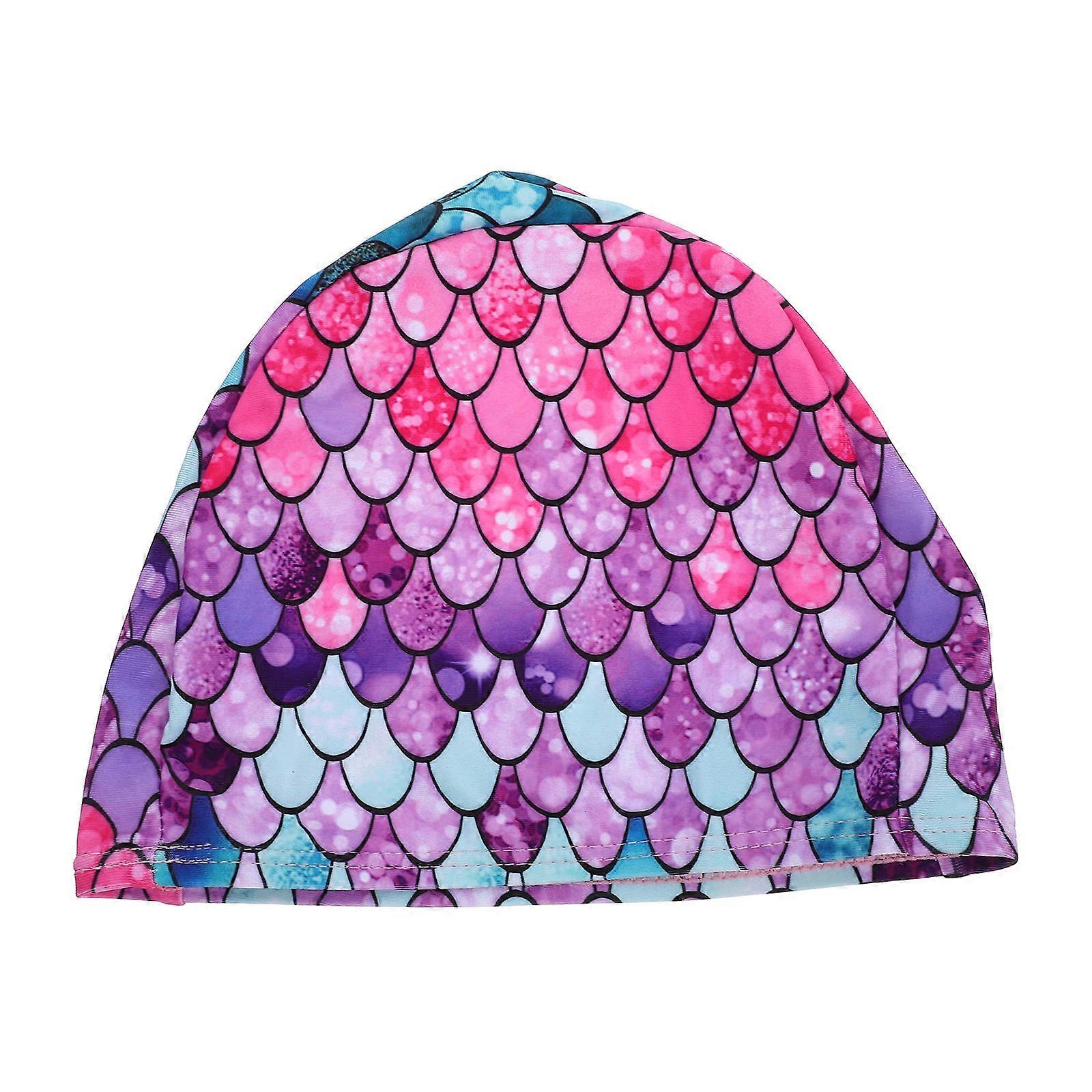Hair Cap for Swimming Kids Cartoon Swimcap Polyester Fiber Swim Hat Comfortable Swimming Easy to Wear and Remove 1Pack