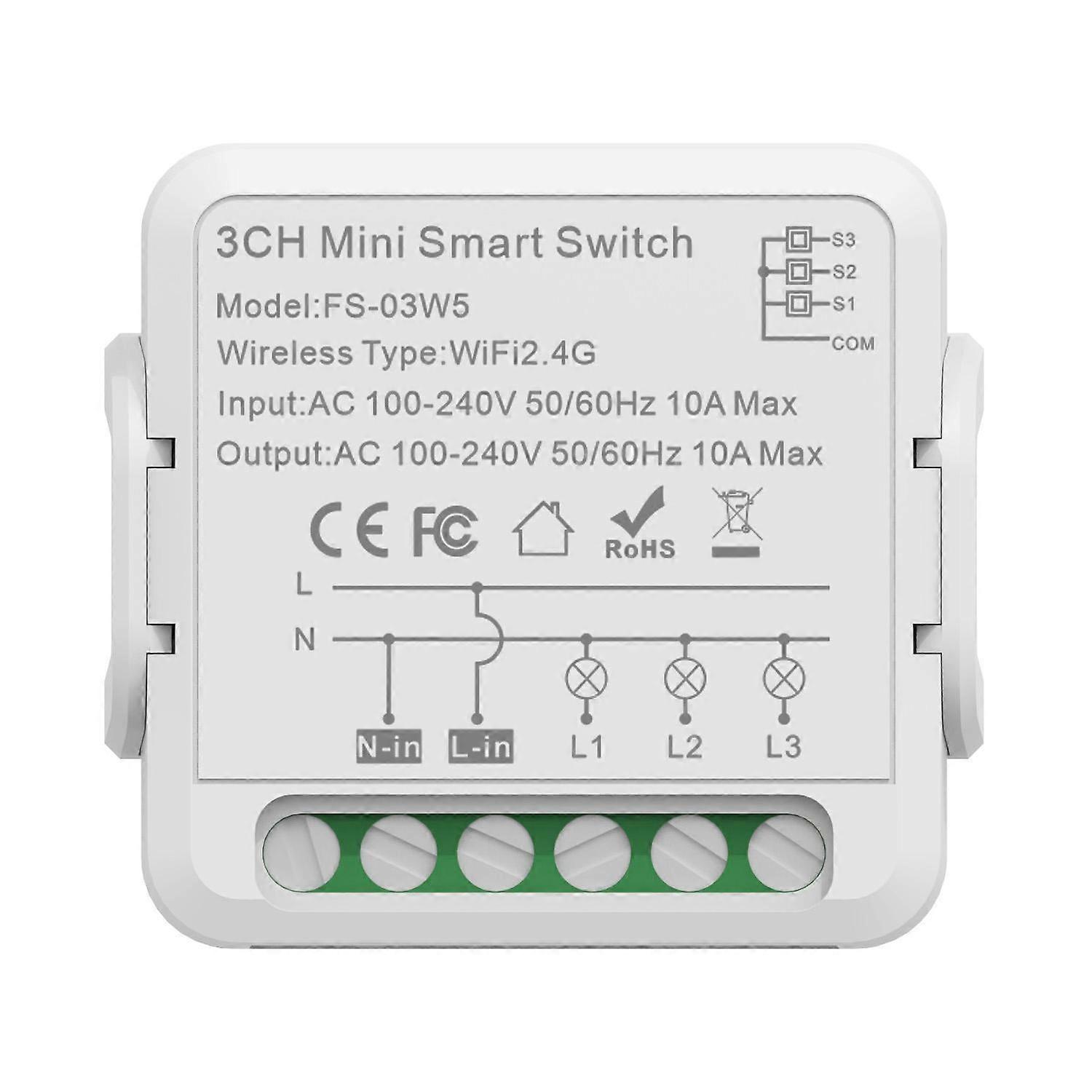 Smart Switch Voice Timer Switch FS-03W5 3CH WiFi+Bluetooth 10A