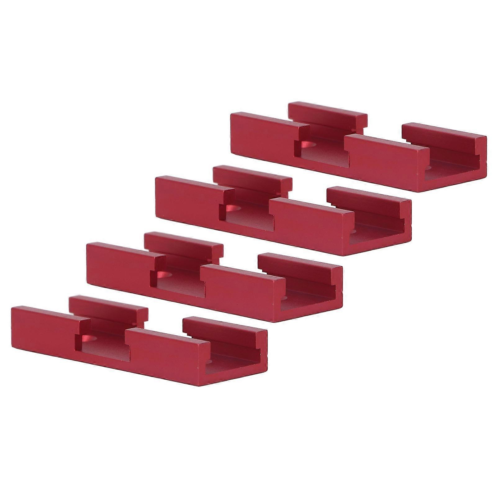 4PCS T Track Intersection Parts Aluminum Alloy Woodworking Cross Track Connector for Carpenter Red 