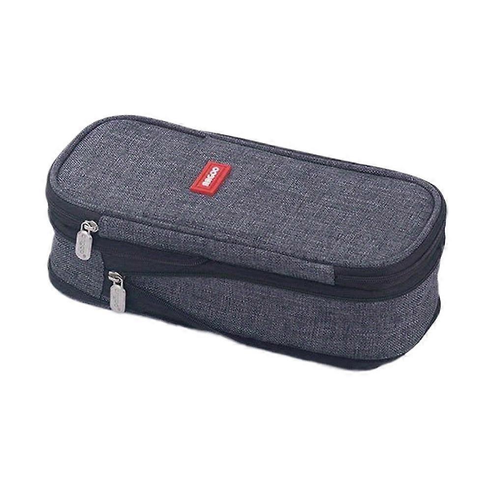 Large Capacity Canvas Pencil Case Double Layer With Zipper Student Pencil Boxes