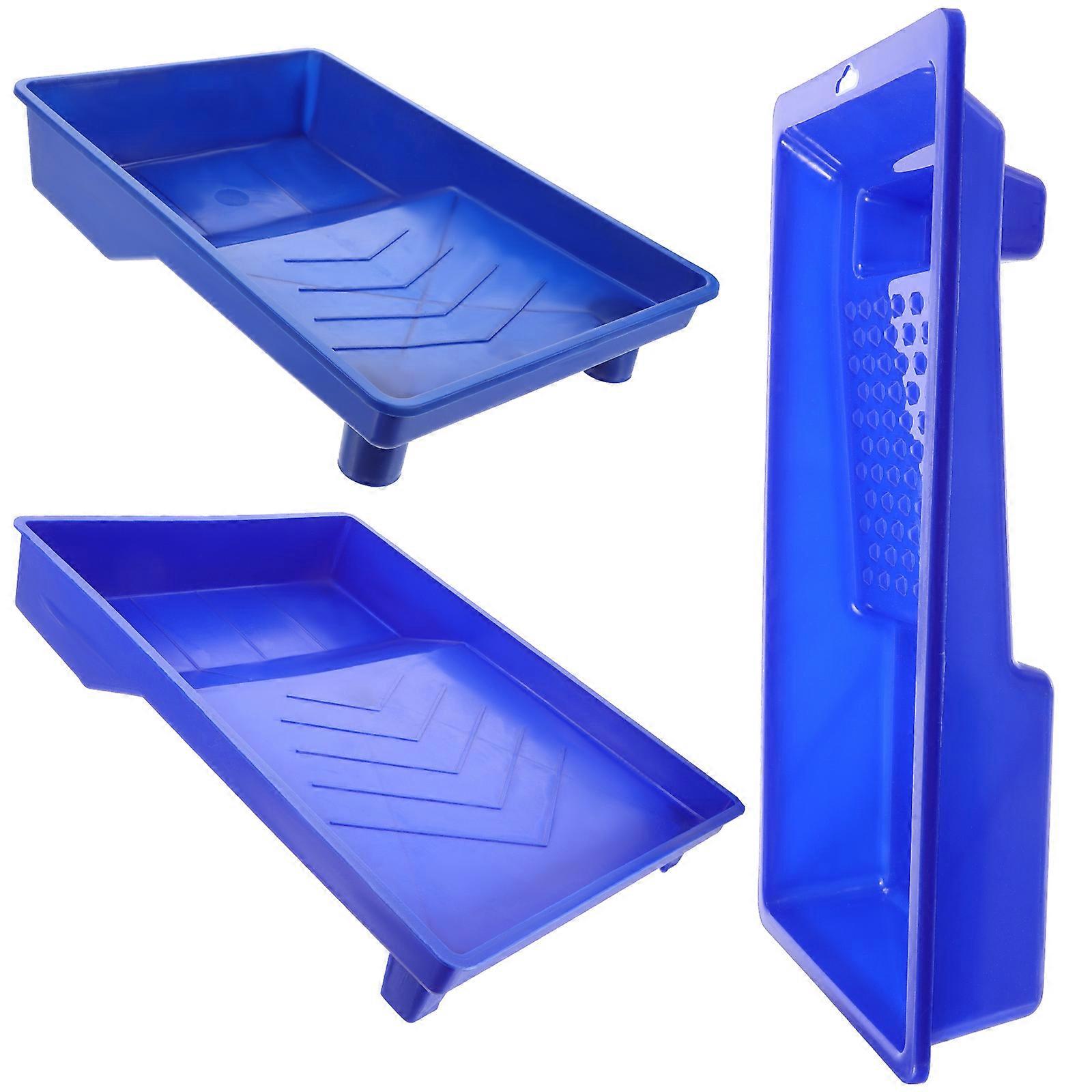 3pcs Large Capacity Plastic Paint Trays for Watercolor & Oil Painting – Multi Purpose Mixing Tray with Durable Brush Holder and Hanging Design