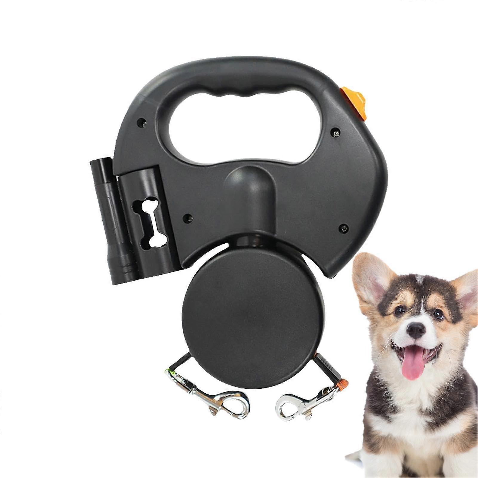 Reflective Retractable Pet Leash For Dogs With Ergonomic Handle Automatic Detangling Black For Small To Large Dogs