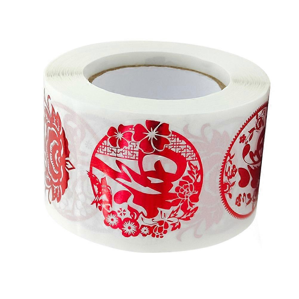 Spring Festival Window Stickers Square Red Sealing Decoration 3.8X3.8X0.1CM 1 Roll