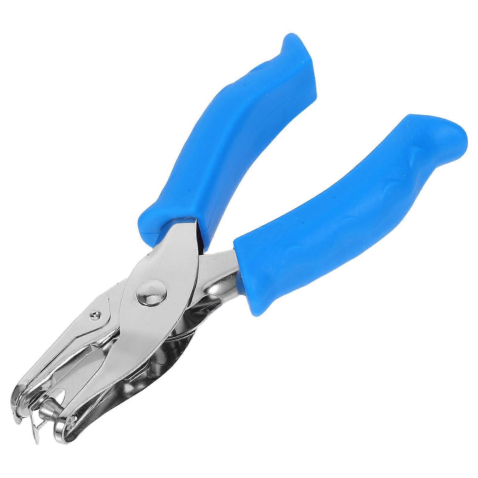 Binder Page Punch Pliers Hole Puncher For Document Planner Manual Punching Compact Blue 14.00X6.00X1.80CM PVC 1Set