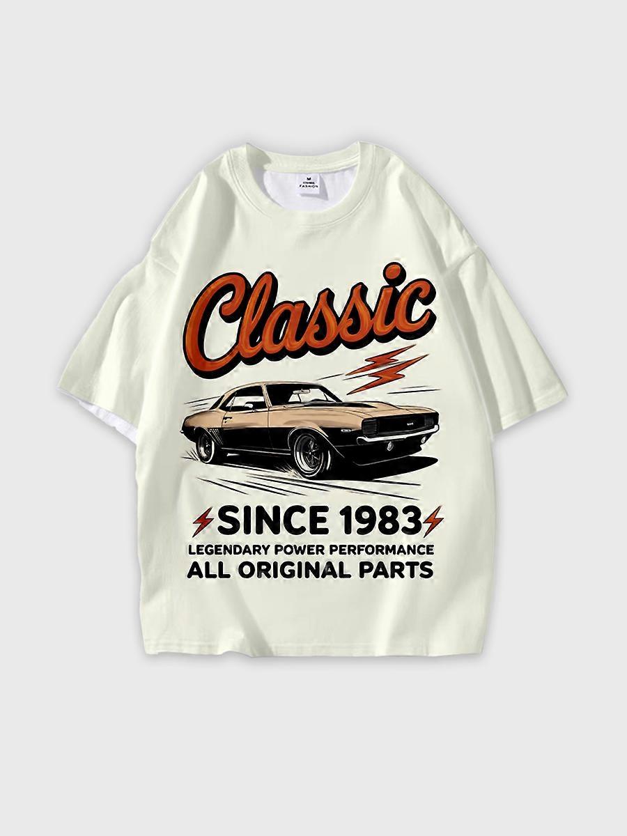 T-shirt round neck Pattern loose short sleeve N102