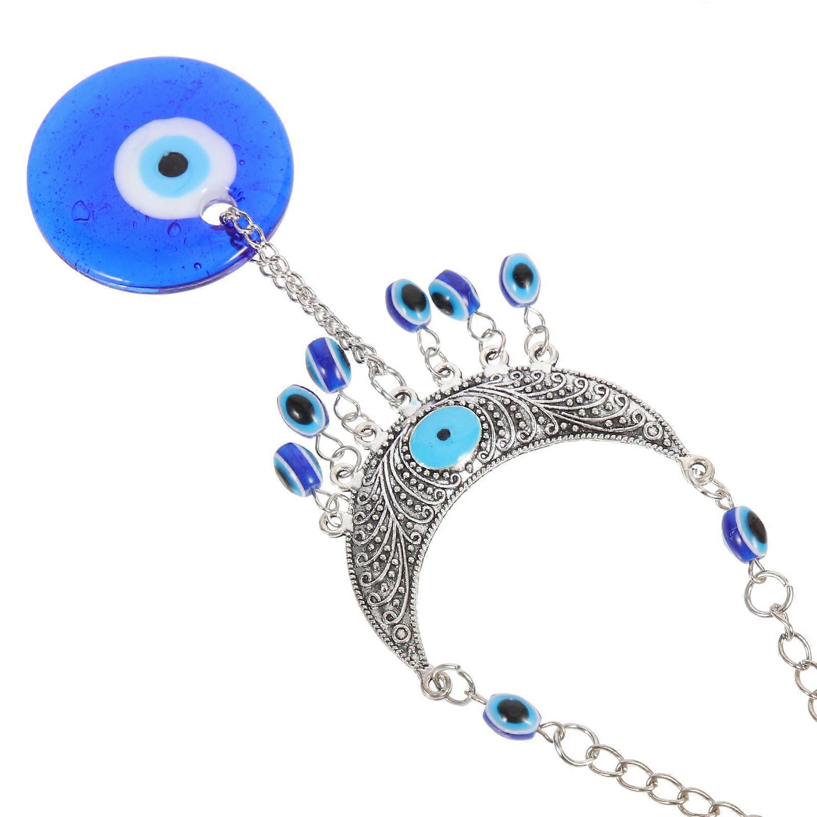 Rearview Mirror Evil Eye Decor Hanging Ornament Multi 2.2x0.2x6.9in Greek Style Home Decoration 1Pack