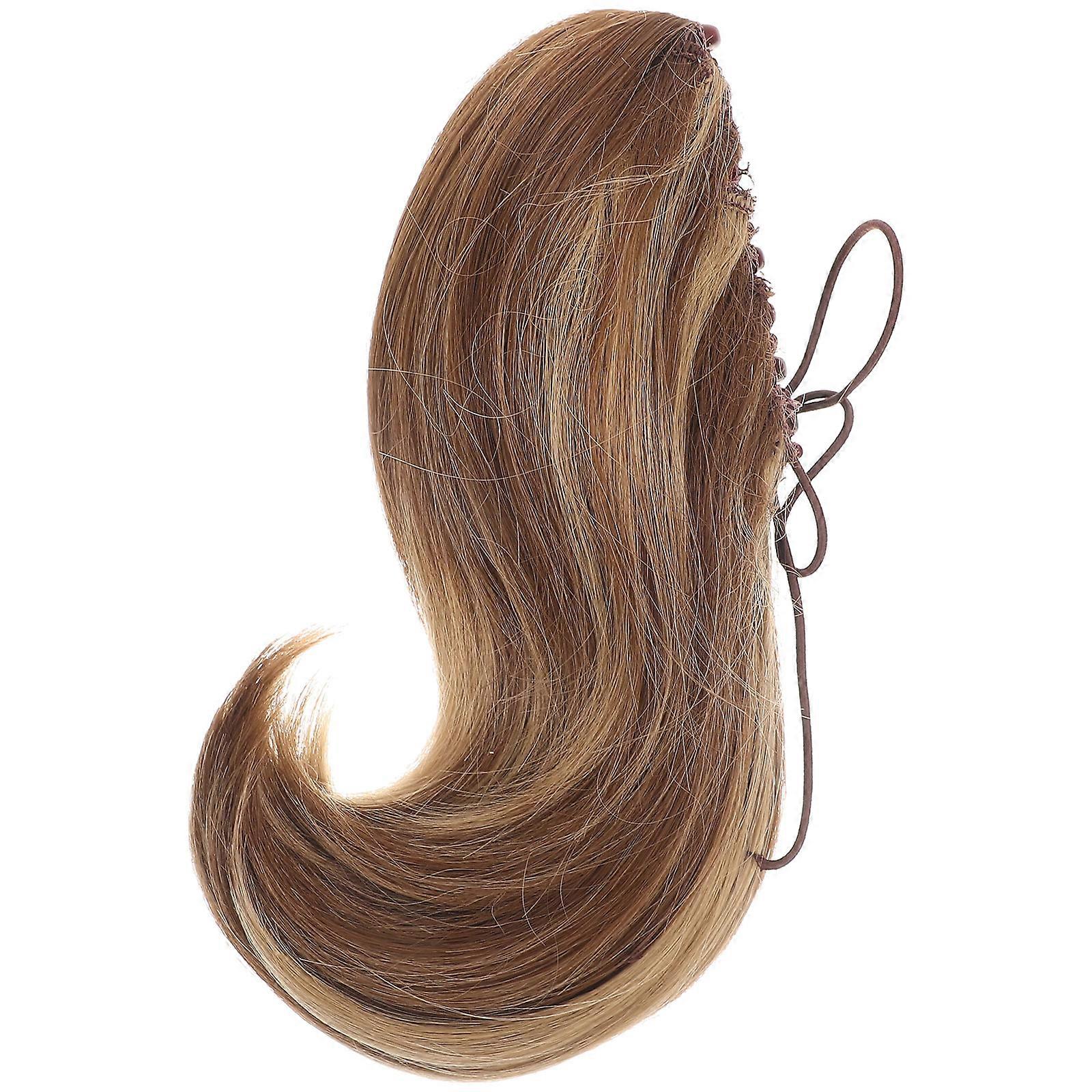 Light Brown Ponytail Extension with Large Claw Clip for Decor Use High Temperature Silk Realistic